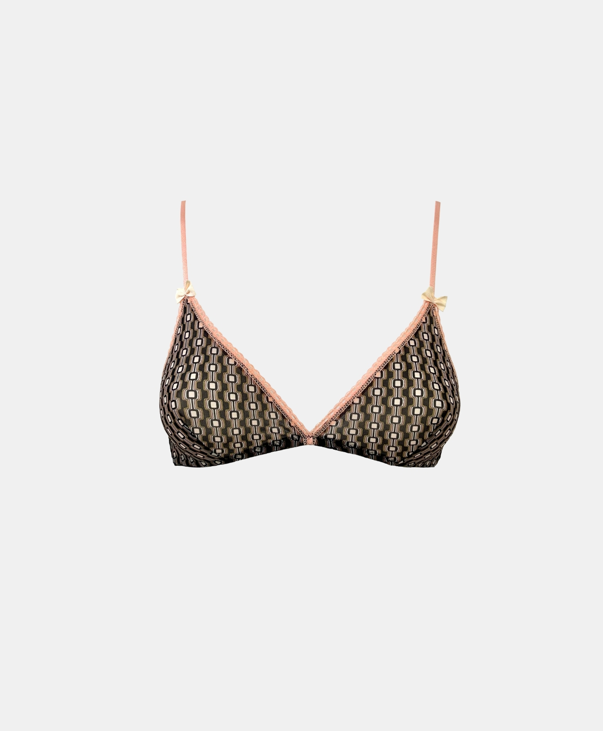 AMETHIST BRA IN PRINTED STRETCH CHARMEUSE - BLACK/PINK - Momonì