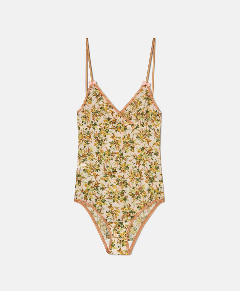 BODY TORE IN IN CHARMEUSE STRETCH STAMPATA - ROSA/ARANCIO - Momonì