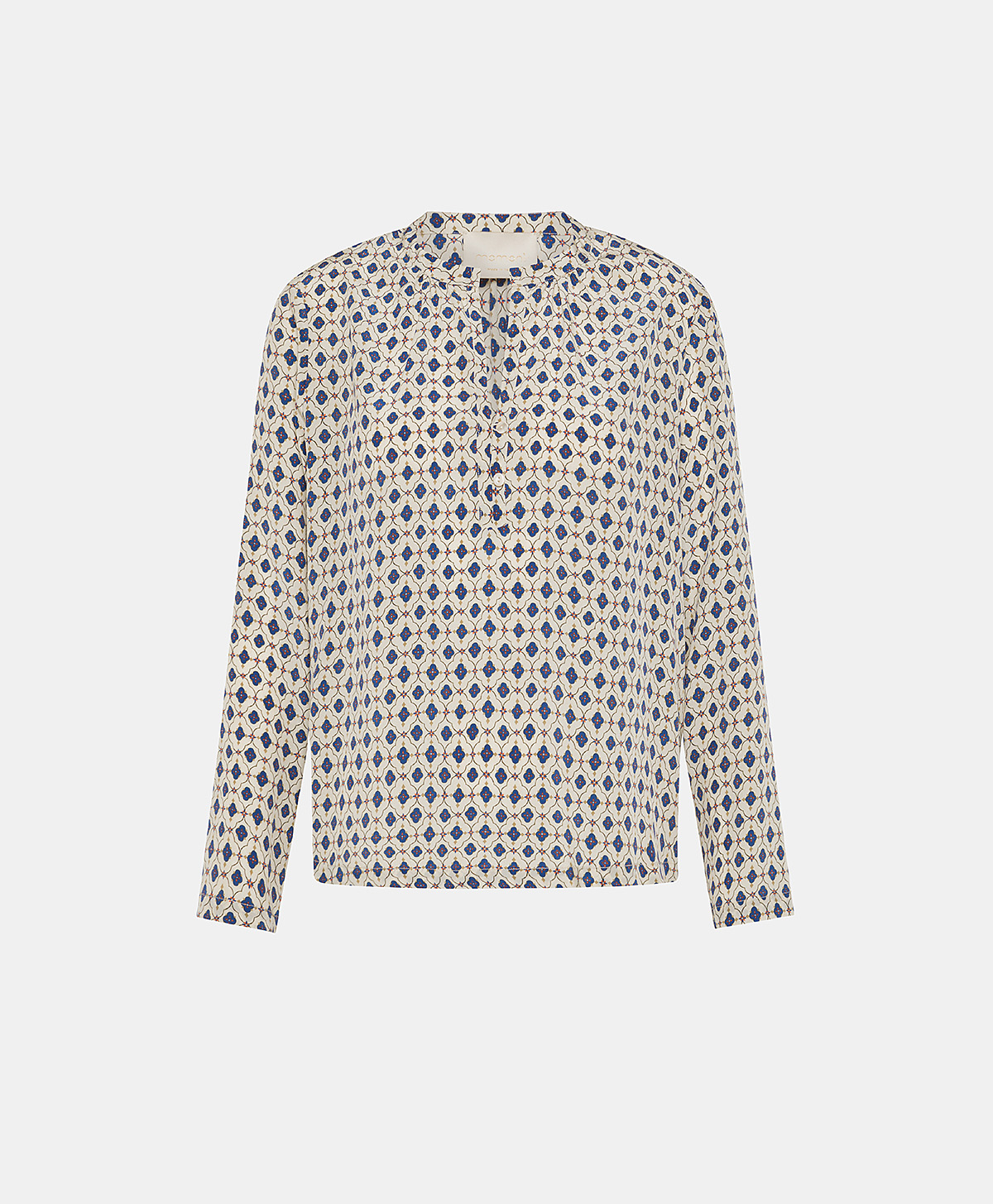 HECTOR BLOUSE IN PRINTED CREPE DE CHINE - CREAM/BLUE - Clothing - Momonì