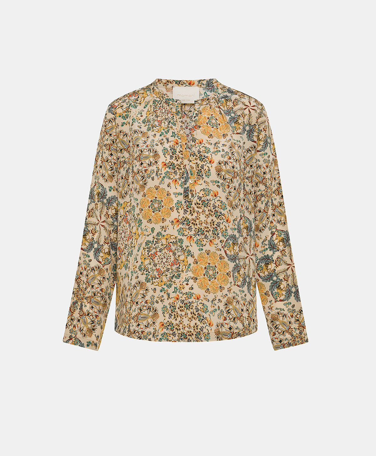 HECTOR BLOUSE IN PRINTED CREPE DE CHINE - MULTICOLOR BEIGE - Momonì