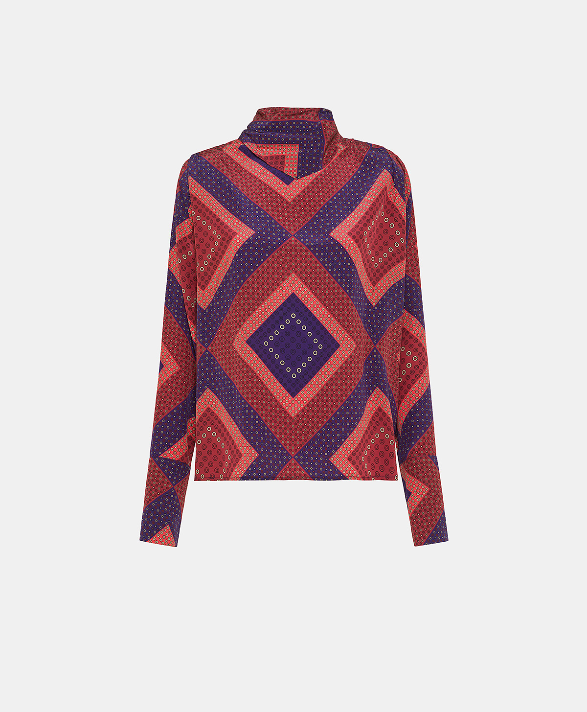 JEREMY BLOUSE IN PRINTED CREPE DE CHINE  - RED/PURPLE - Clothing - Momonì