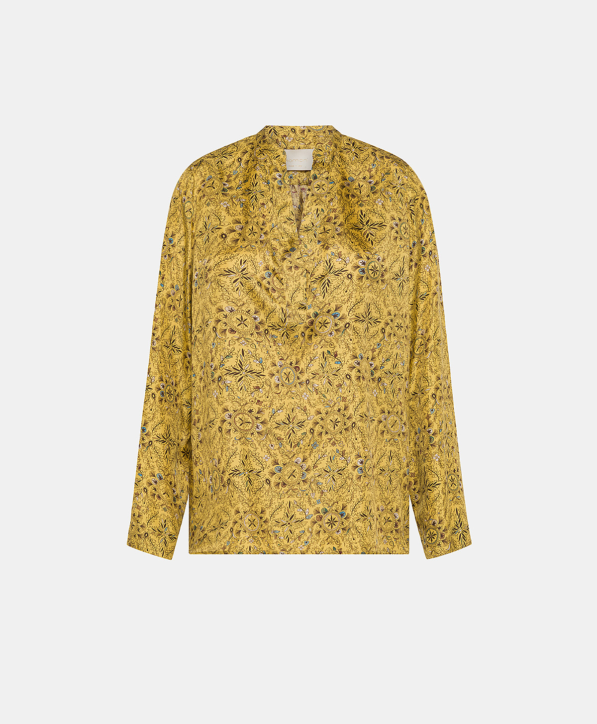 ATLANTA BLOUSE IN PRINTED SILK TWILL - YELLOW/TOBACCO - Momonì