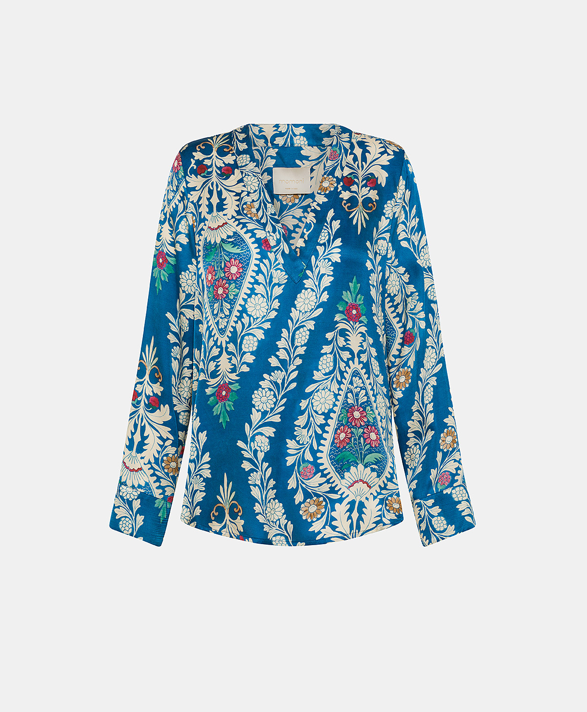 EMILIEN BLOUSE IN PRINTED VISCOSE TWILL - MULTICOLOR BLUE - Momonì