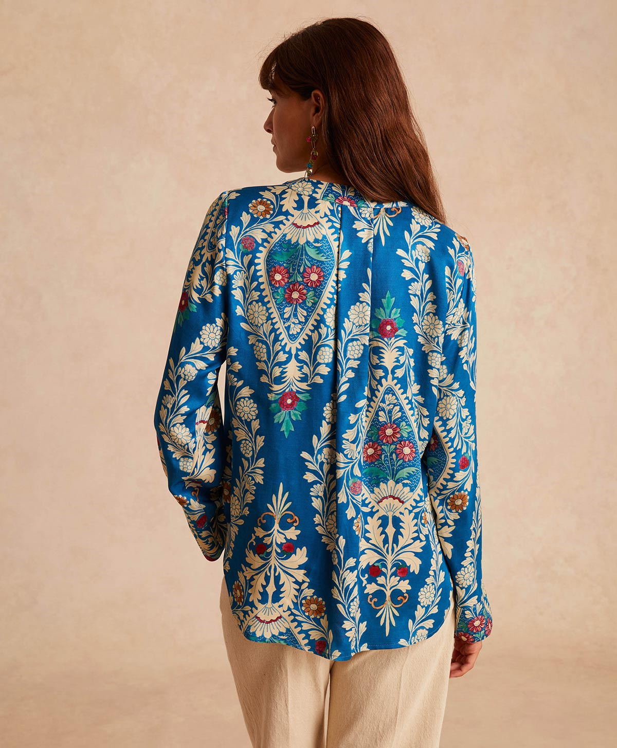 EMILIEN BLOUSE IN PRINTED VISCOSE TWILL - MULTICOLOR BLUE - Momonì