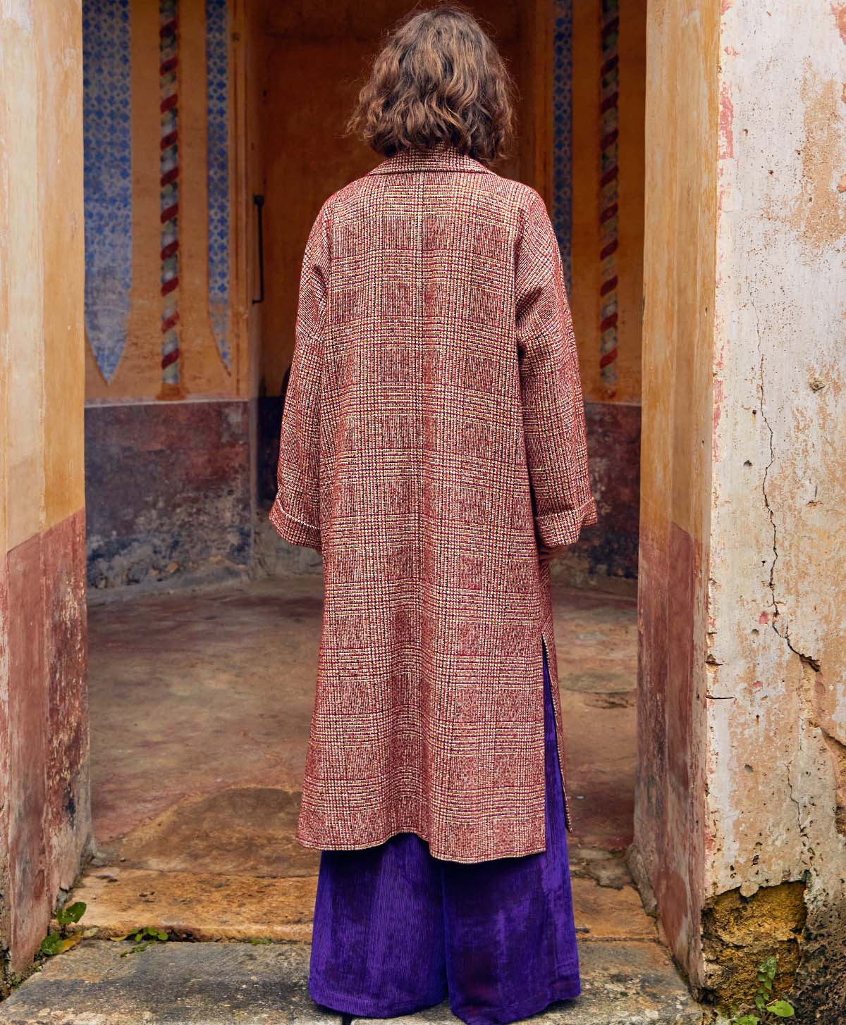 DANIMARCA COAT IN CHECK WITH CHENILLE - RED/BLACK - Momonì