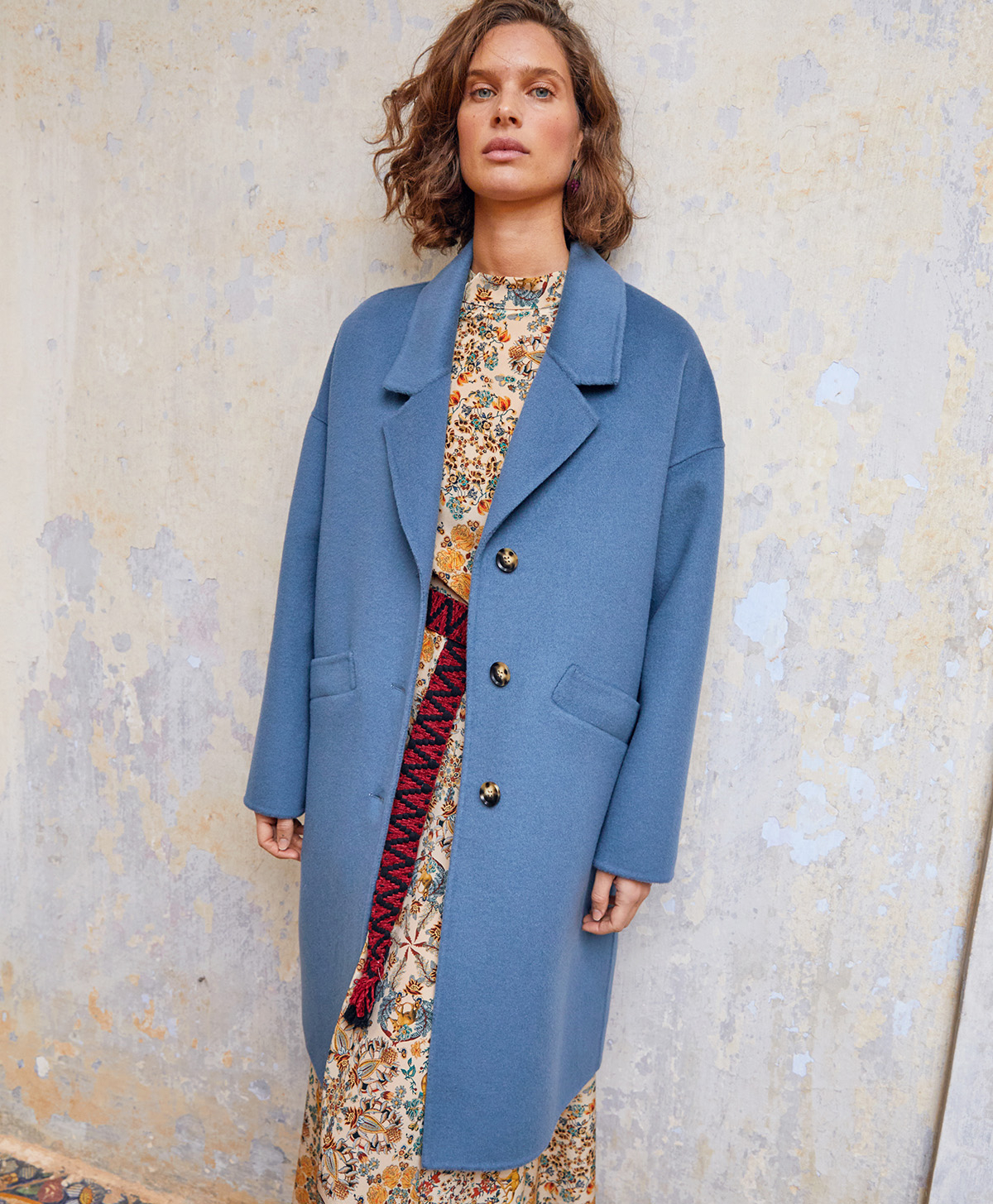 MANTEAUX ERNEST EN PANNE DOUBLE - BLEU CLAIR - Momonì