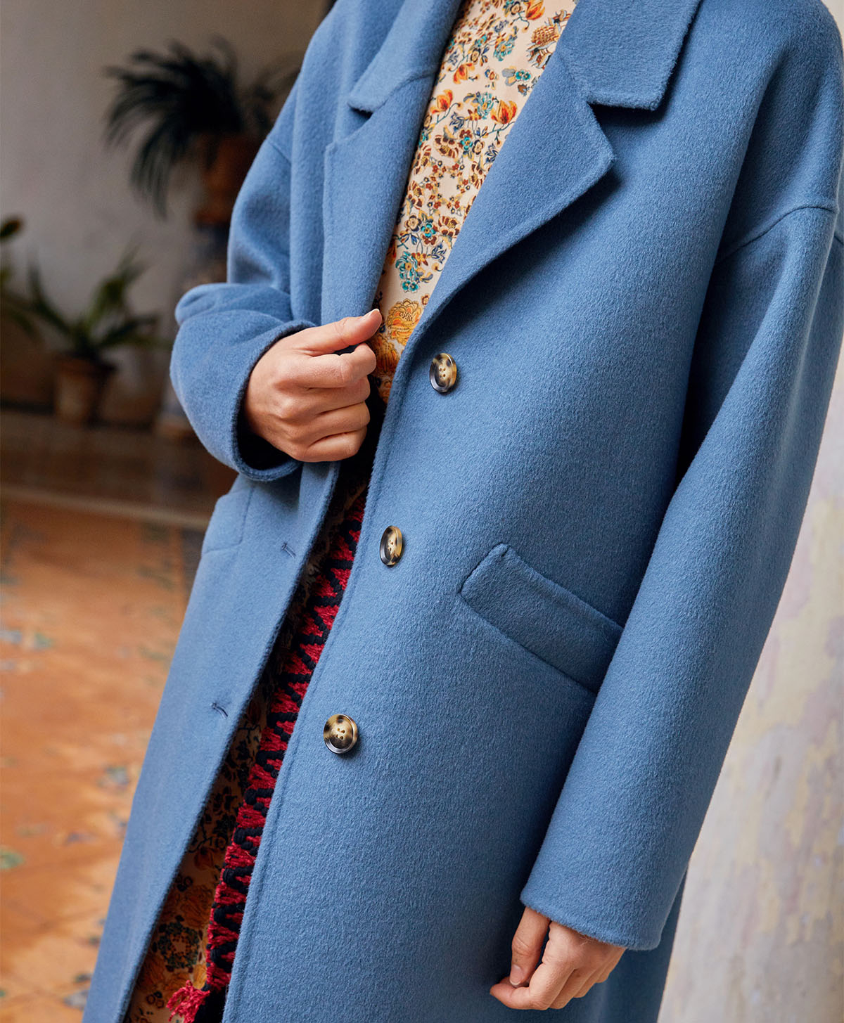 MANTEAUX ERNEST EN PANNE DOUBLE - BLEU CLAIR - Momonì