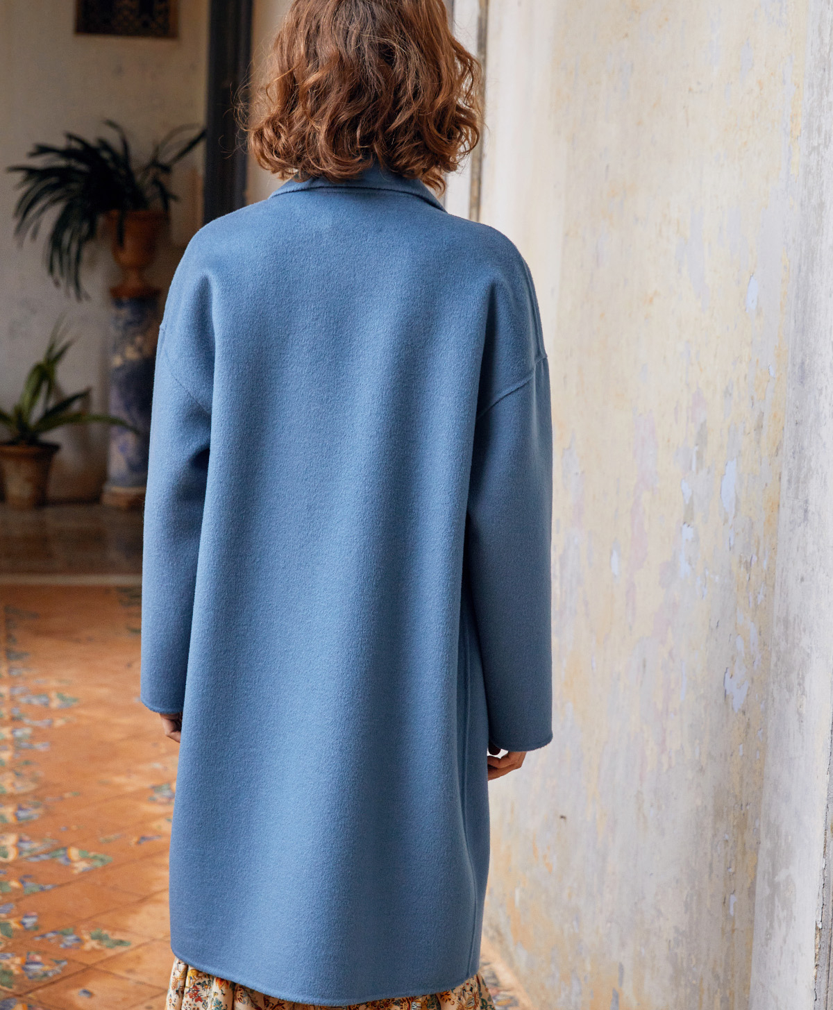 MANTEAUX ERNEST EN PANNE DOUBLE - BLEU CLAIR - Momonì
