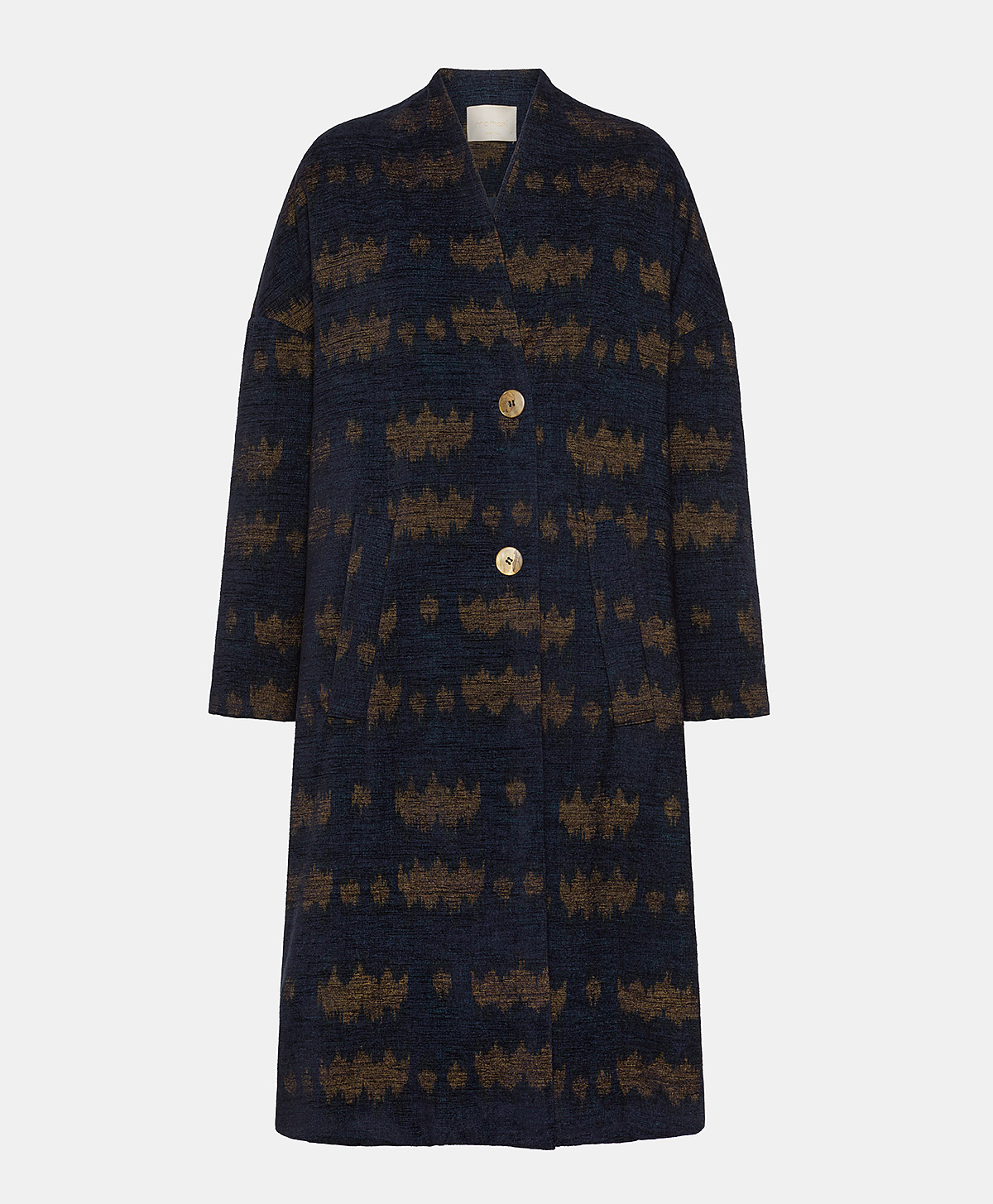 MICHEL COAT IN PRINTED CHENILLE WOOL BLEND - NIGHT BLUE - Clothing - Momonì
