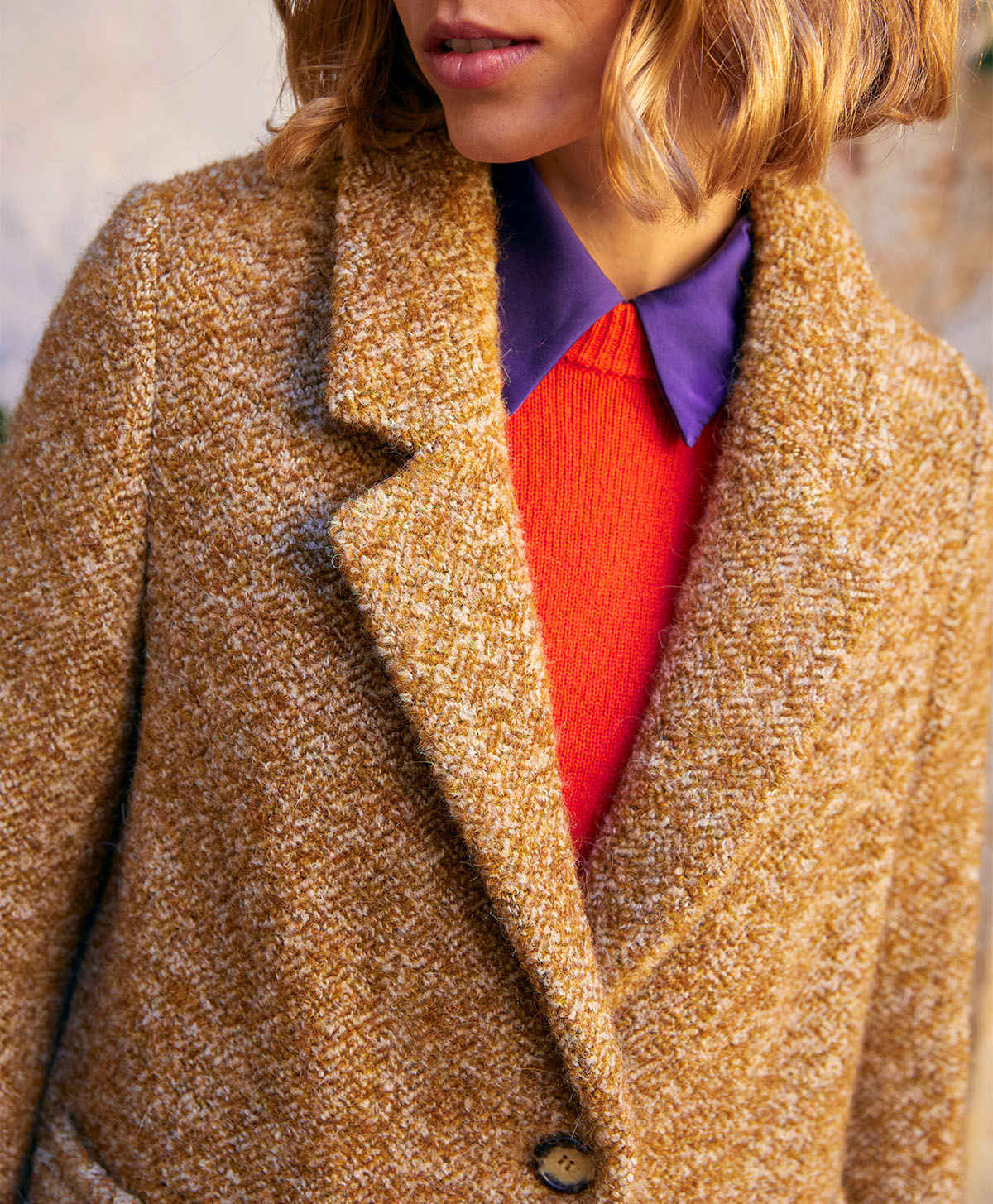 BELGIO BIS COAT IN BOUCLE' ALPACA WOOL - BEIGE - Momonì