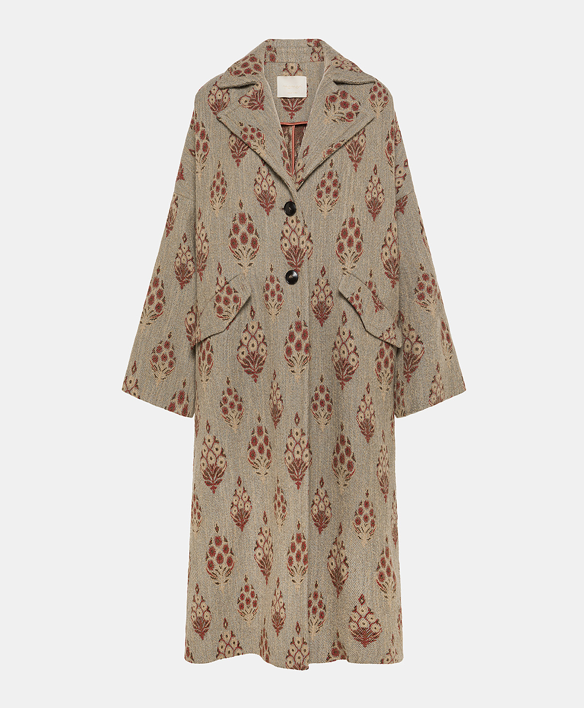 EDGARD COAT IN ETHNIC JACQUARD WOOL - MULTICOLOR DUSTY - Momonì