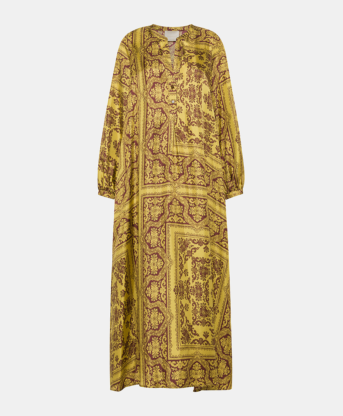 VESTITO AMEDE IN TWILL DI SETA STAMPATO - LIME/MARRONE - Momonì