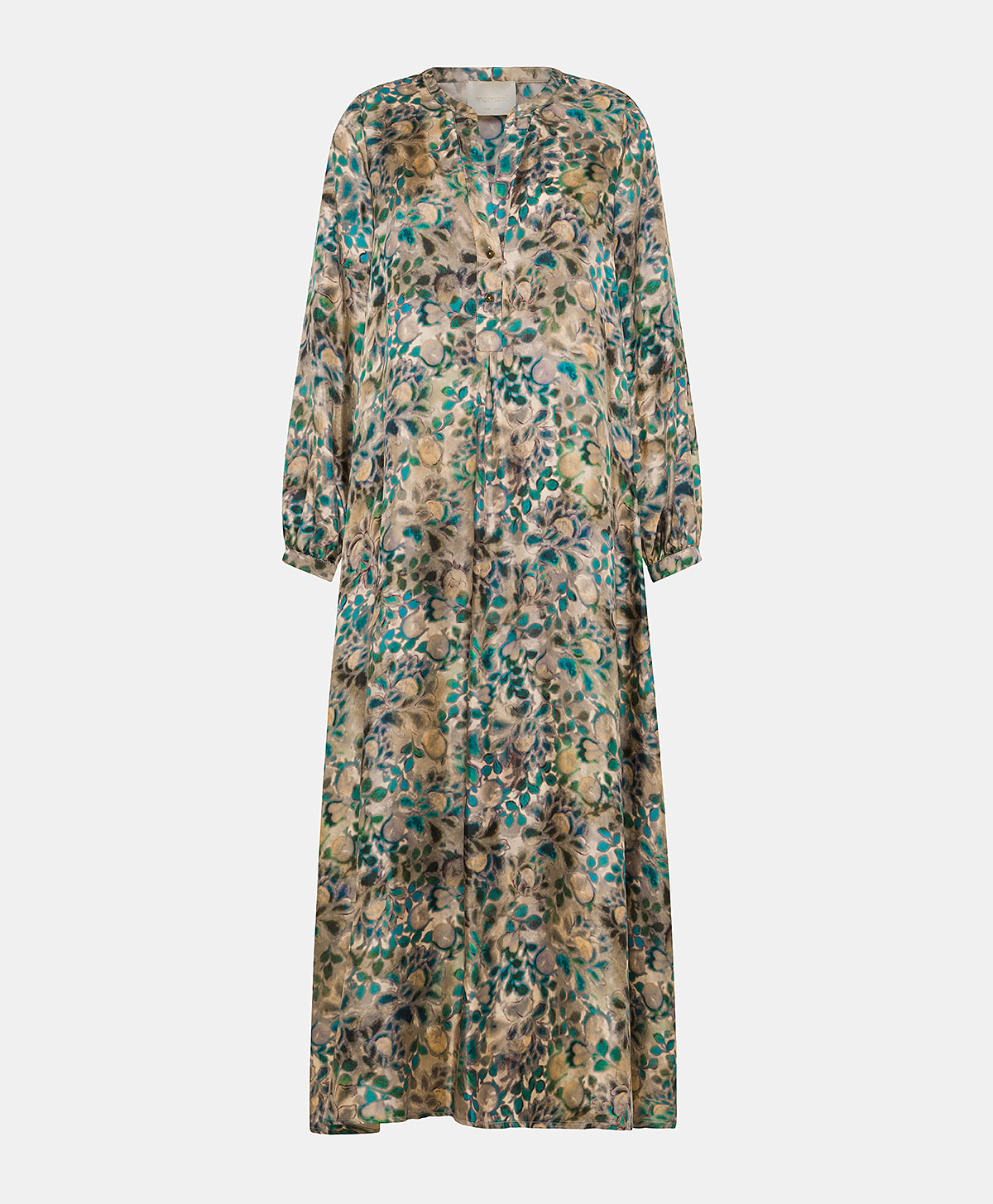 AMEDE DRESS IN PRINTED SILK TWILL - MULTICOLOR GREEN - Momonì