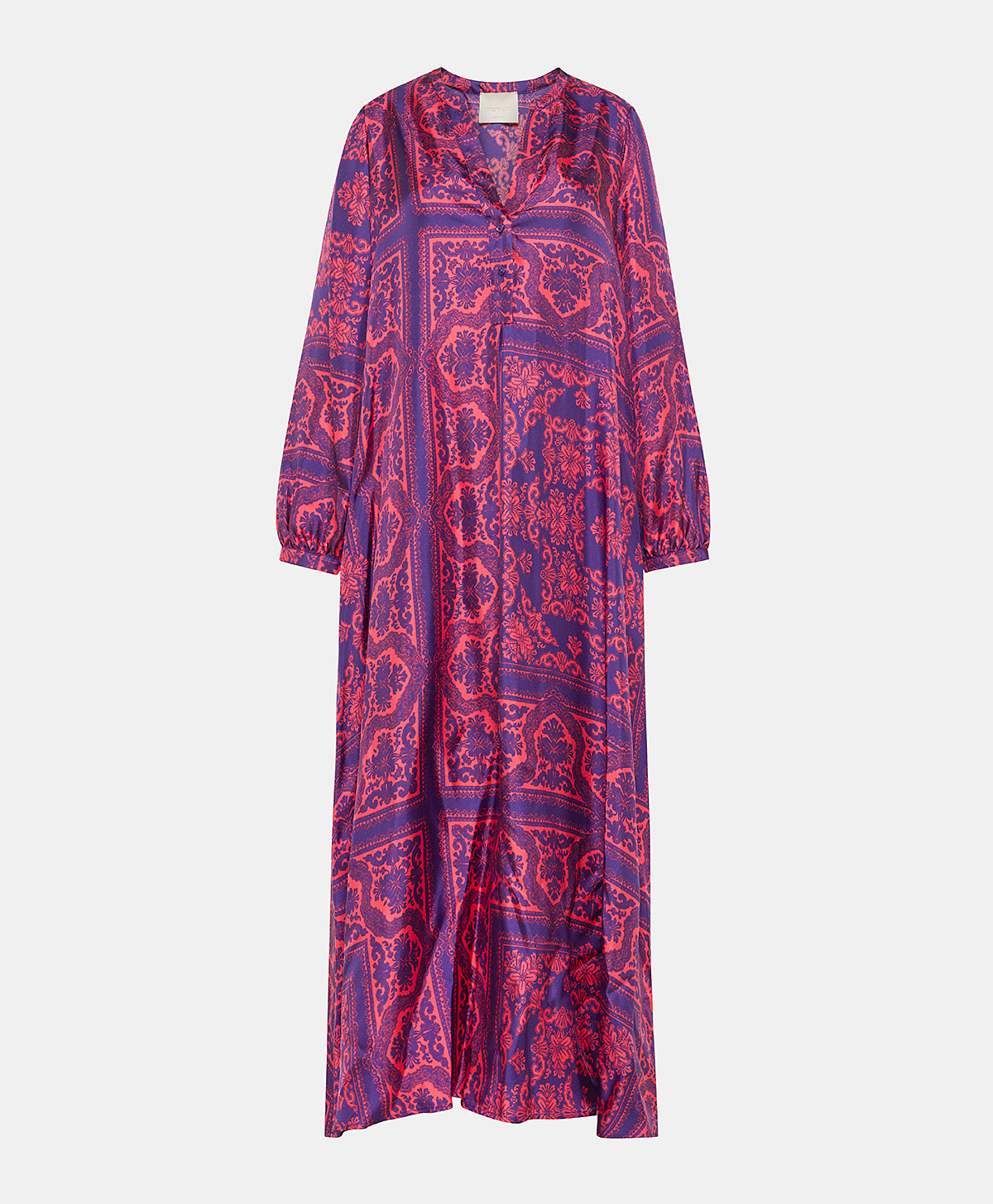 VESTITO AMEDE IN TWILL DI SETA STAMPATO - INDACO/CORALLO - Clothing - Momonì