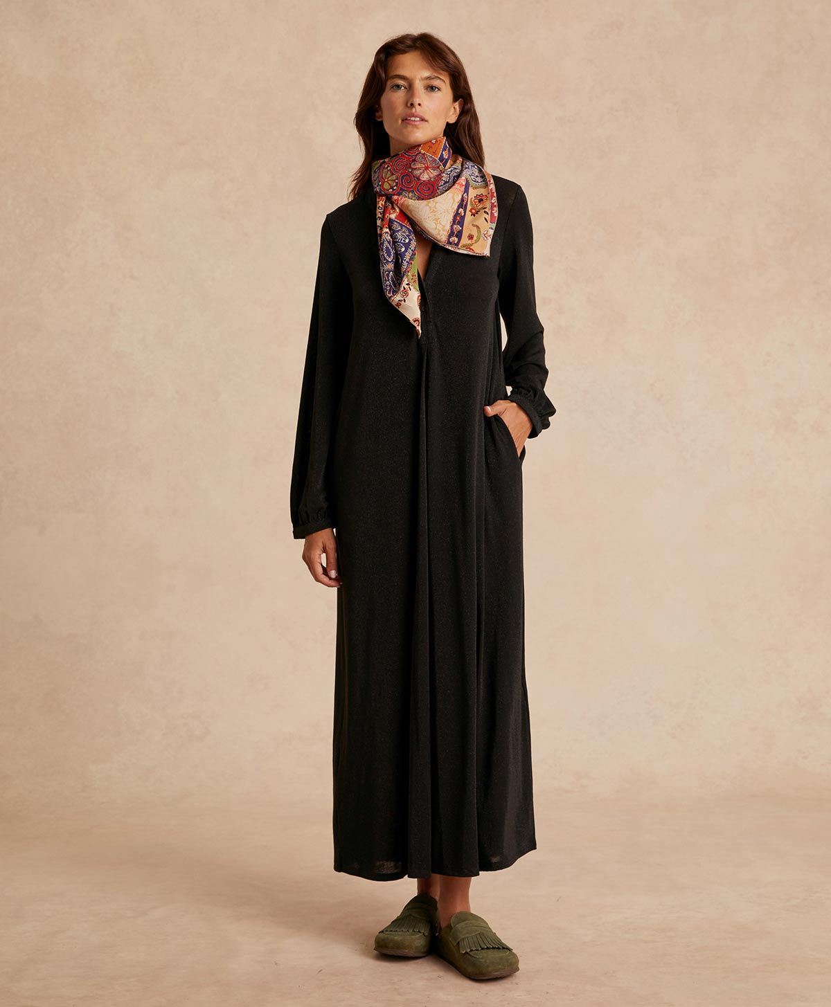 ROBE AMEDE EN JERSEY LUREX - NOIR - Clothing - Momonì
