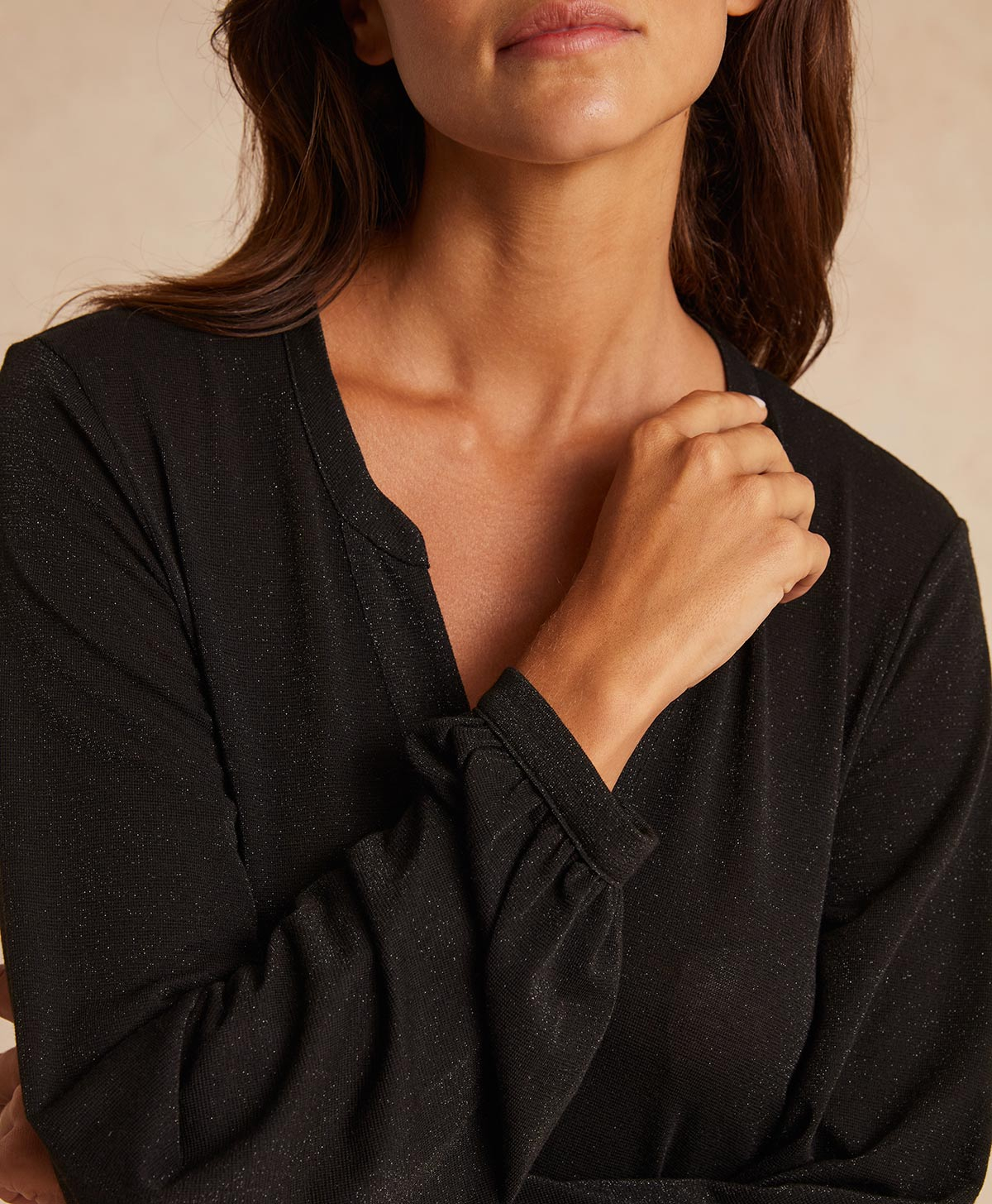 AMEDE DRESS IN LUREX JERSEY - BLACK - Momonì