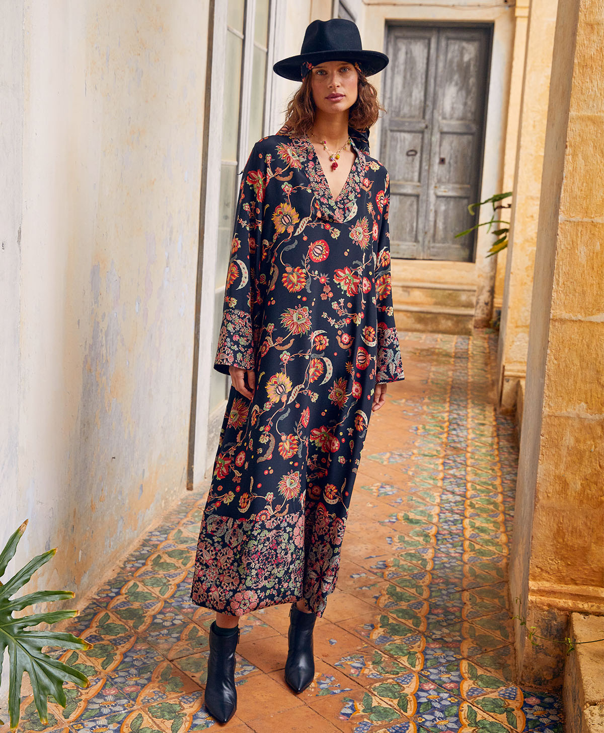 FELICIEN DRESS IN BI-PRINTED CREPE DE CHINE - MULTICOLOR BLACK - Clothing - Momonì