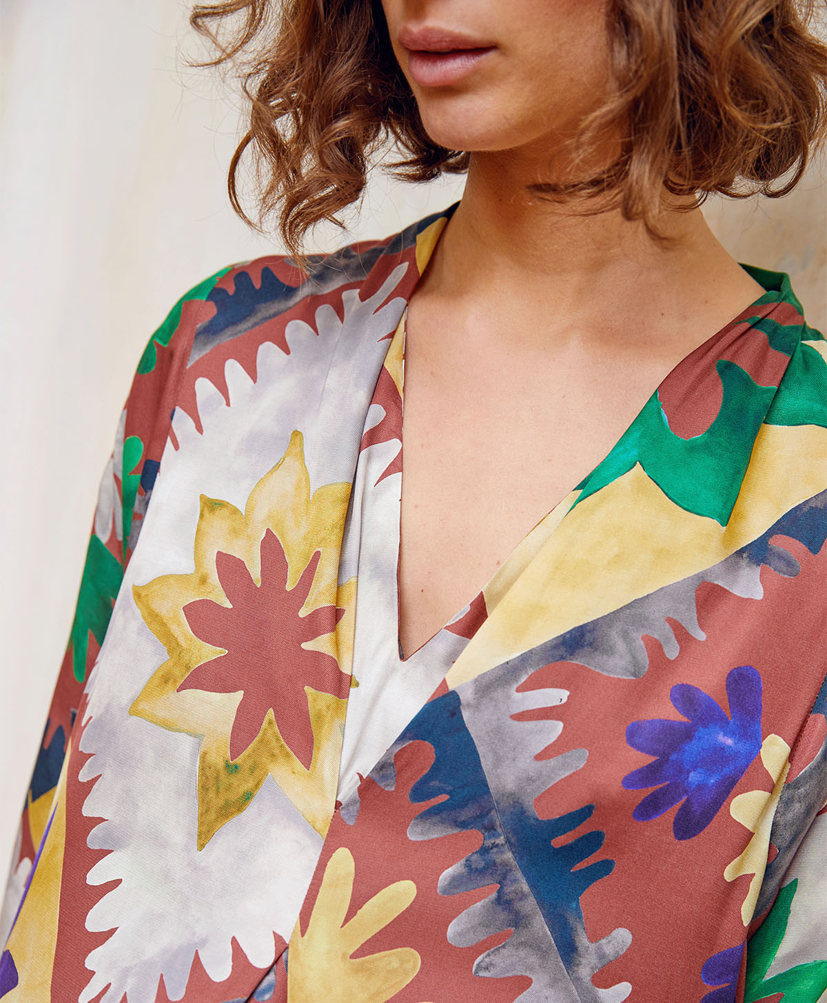 RODRIGUE DRESS IN PRINTED VISCOSE TWILL - MULTICOLOR BURNT - Momonì