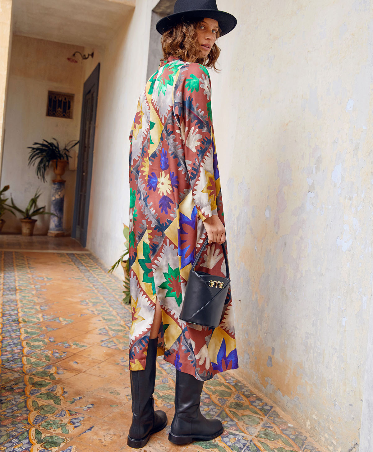 RODRIGUE DRESS IN PRINTED VISCOSE TWILL - MULTICOLOR BURNT - Momonì