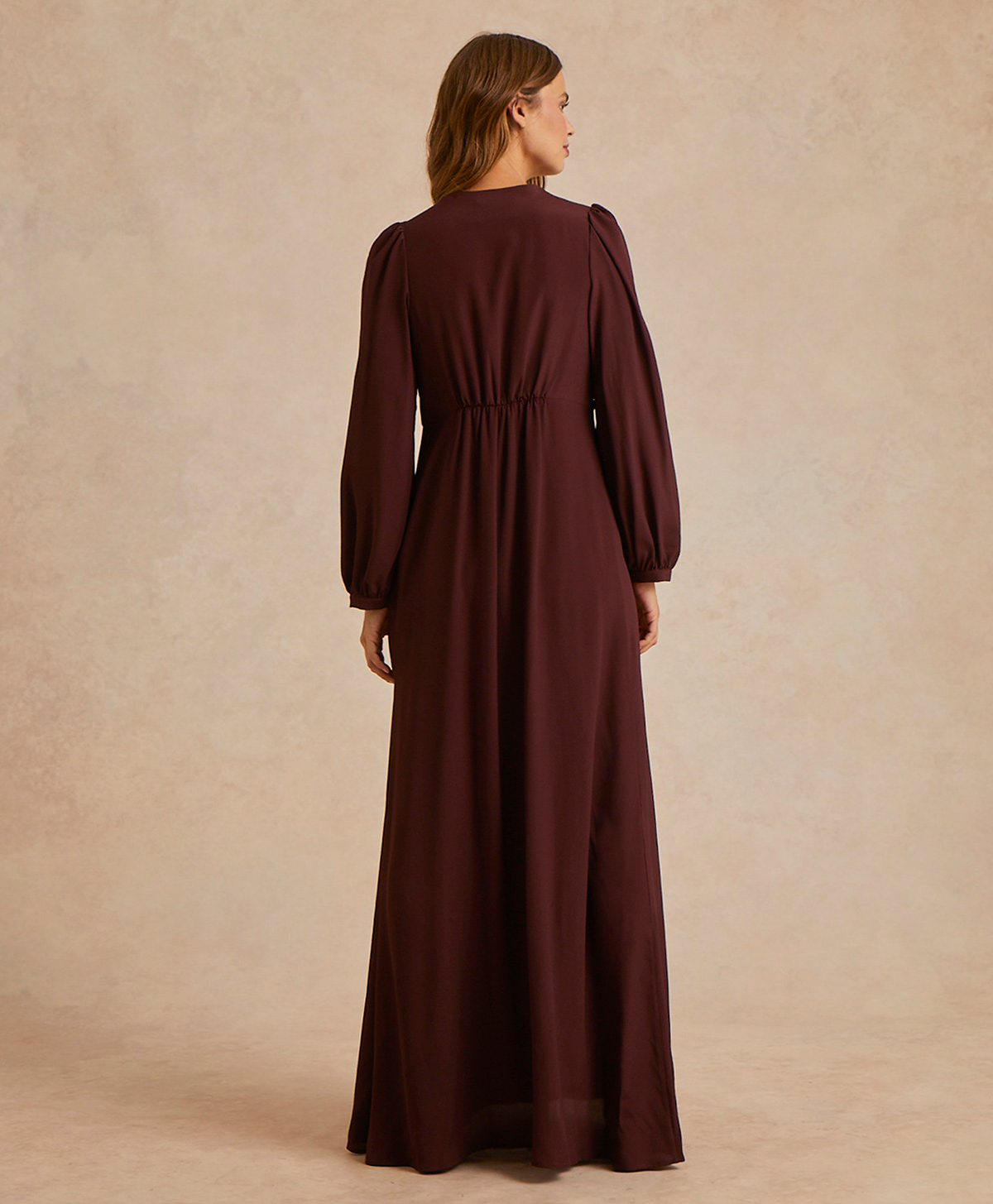 ROBE ARTEMISIA EN ACÉTATE DE SOIE UNI - WINE RED - Momonì