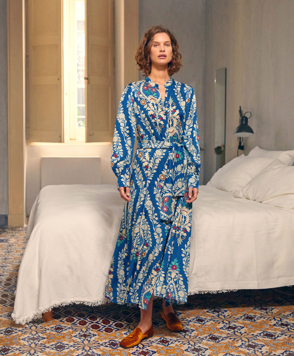 CONSTANT DRESS IN PRINTED VISCOSE TWILL - MULTICOLOR BLUE - Momonì