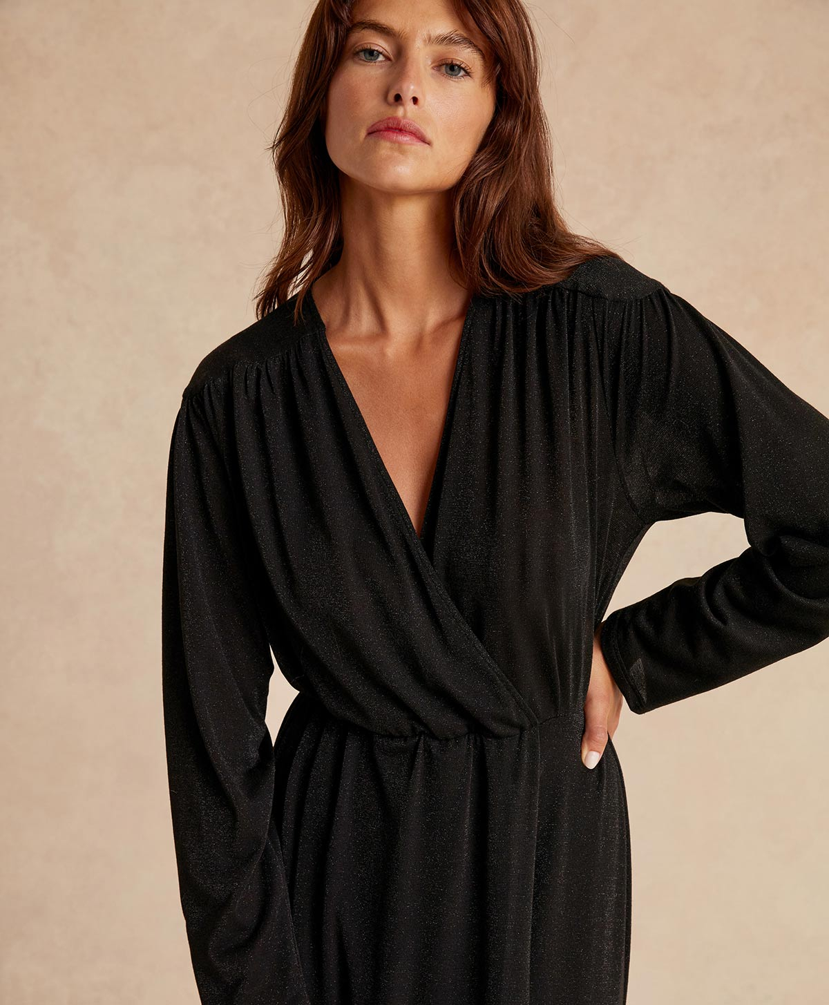 FLAVIE DRESS IN LUREX JERSEY - BLACK - Momonì