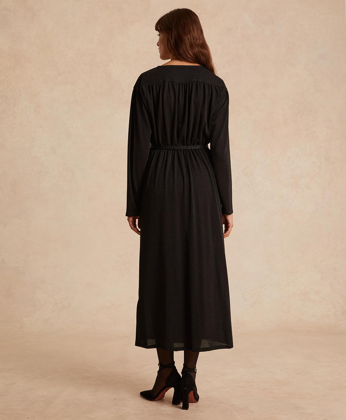 FLAVIE DRESS IN LUREX JERSEY - BLACK - Momonì