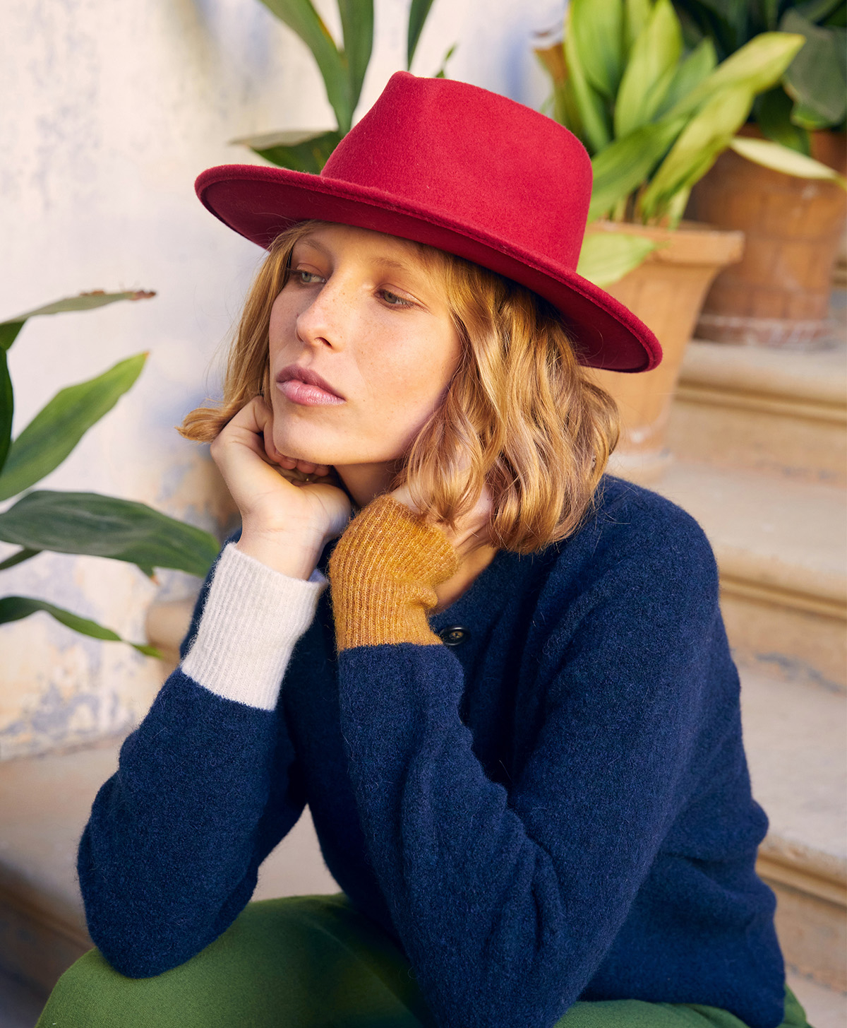 SEBASTIEN HAT IN WIDE BRIM FELT - RED - Shoes and accessories - Momonì