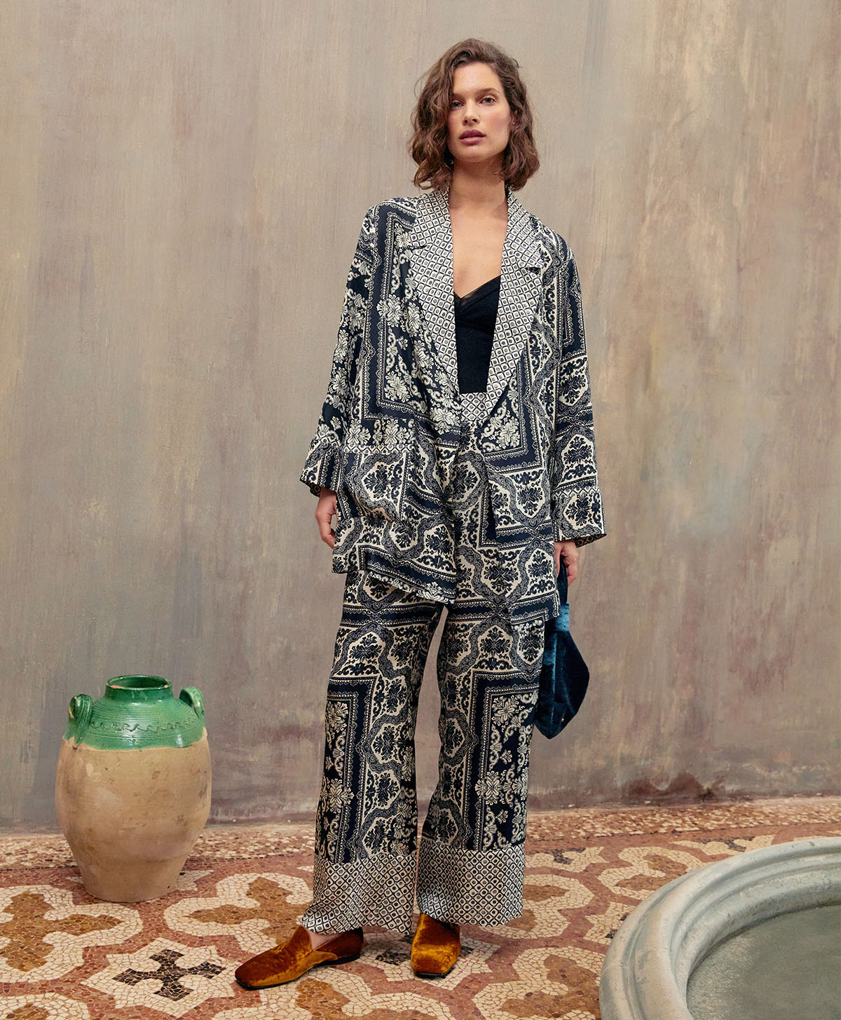 ISIDORE JACKET IN BI-PRINTED SILK TWILL - BLACK/OPTICAL WHITE - Momonì
