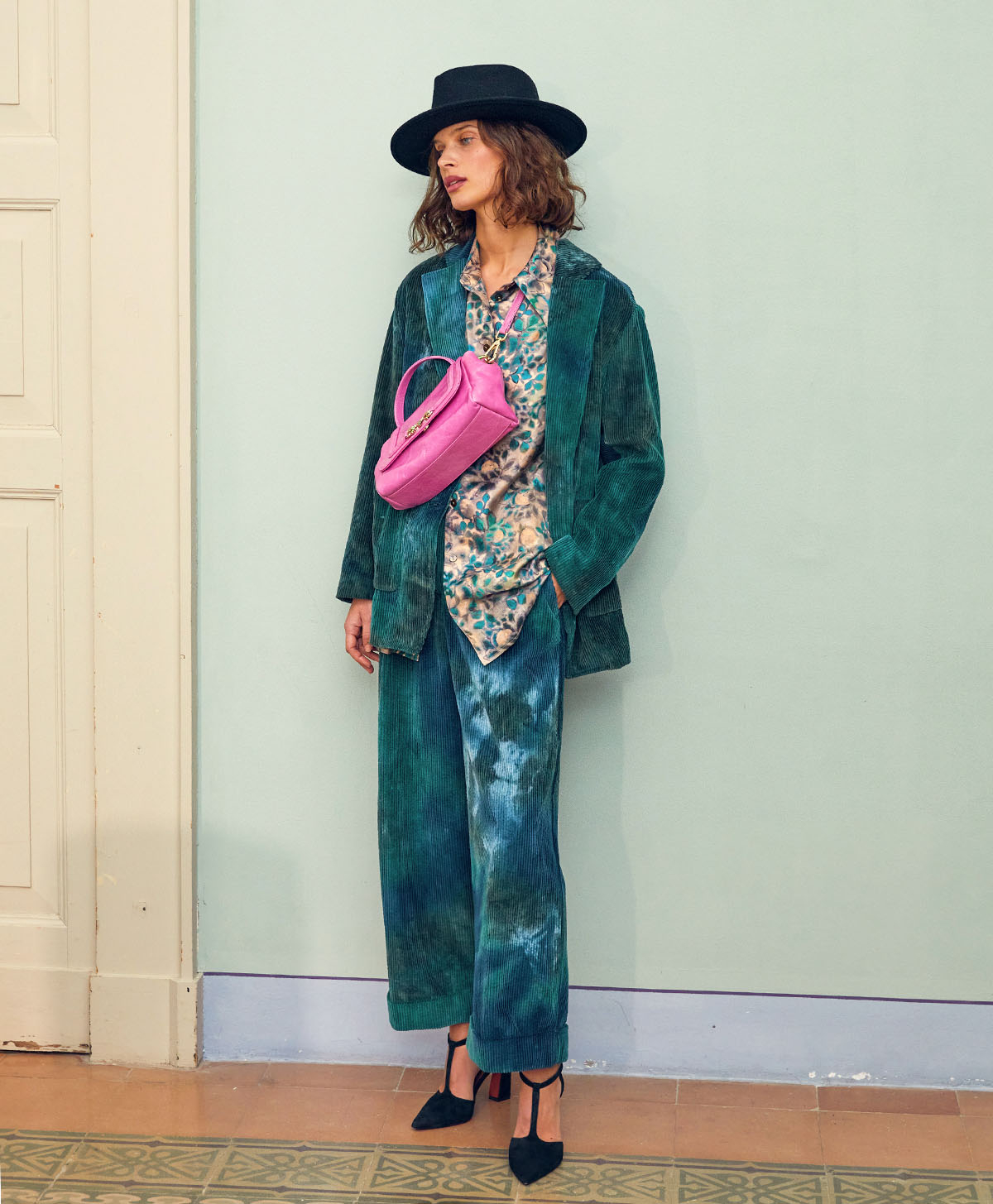 VESTE MINDY EN VELOURS À CÔTES MALTEINT - MULTICOLORE VERT - Momonì