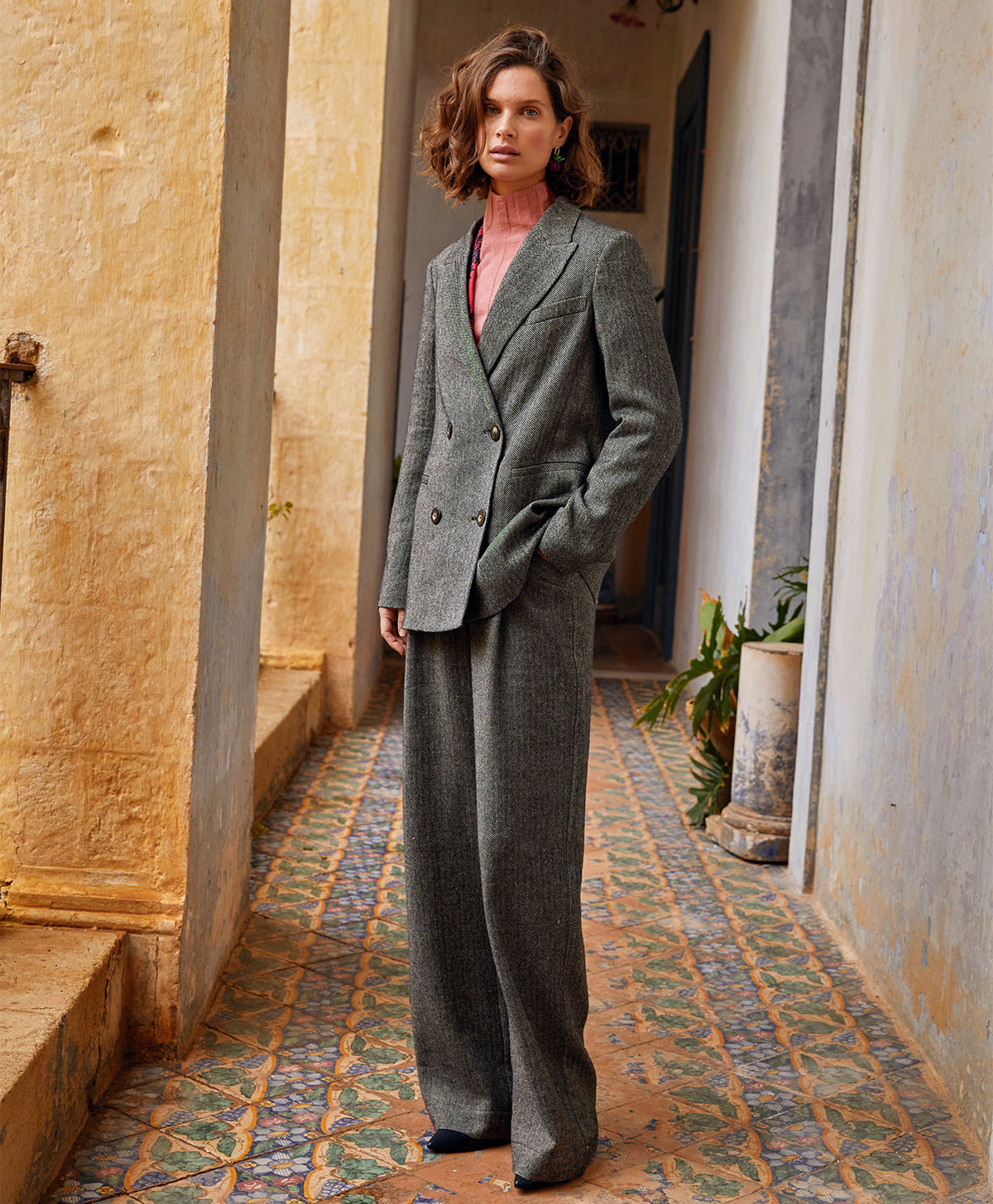 QUENTIN JACKET IN HERRINGBONE LINEN BLEND - BLACK - Momonì