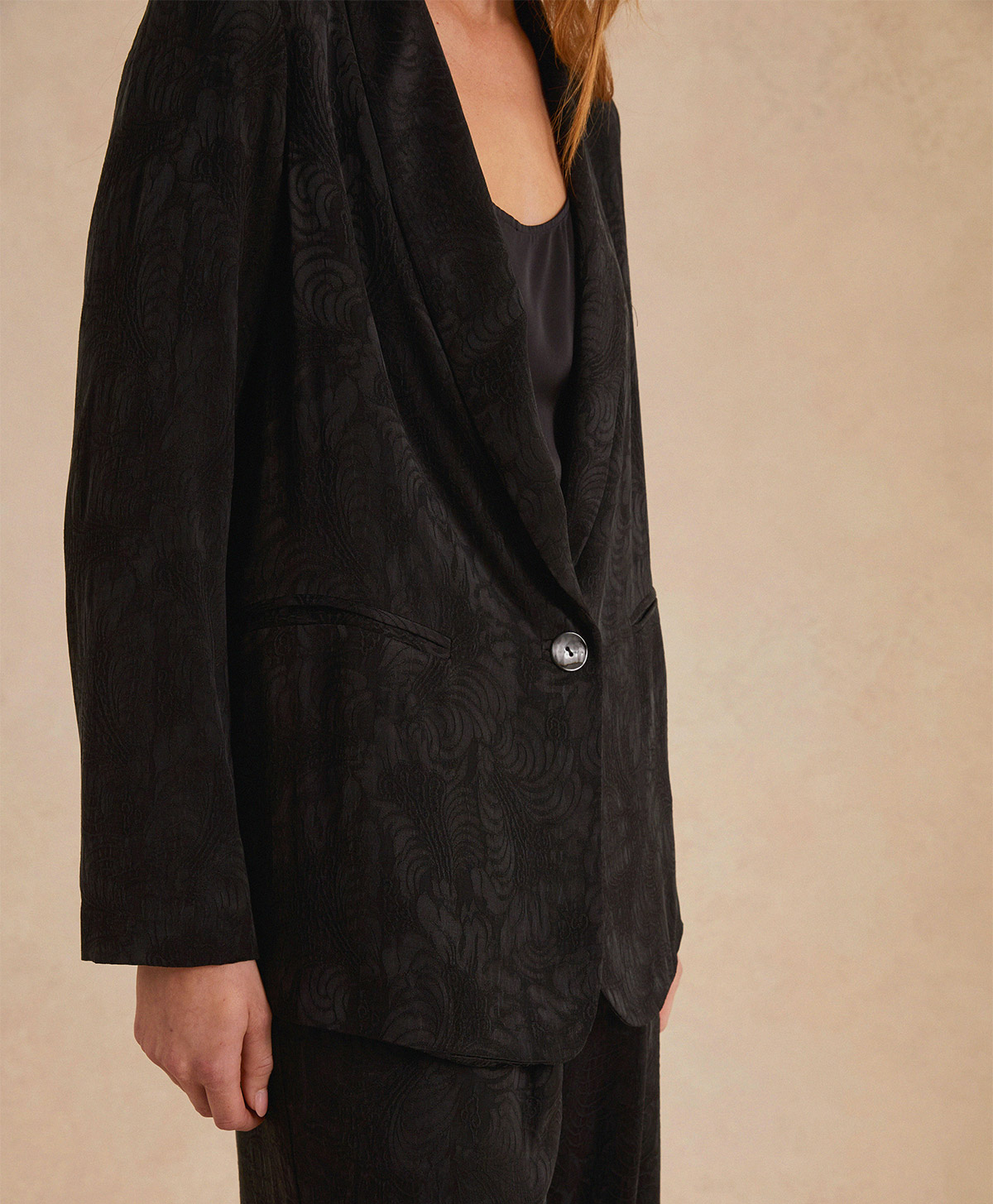 THEODORE JACKET IN JACQUARD CUPRO - BLACK - Momonì