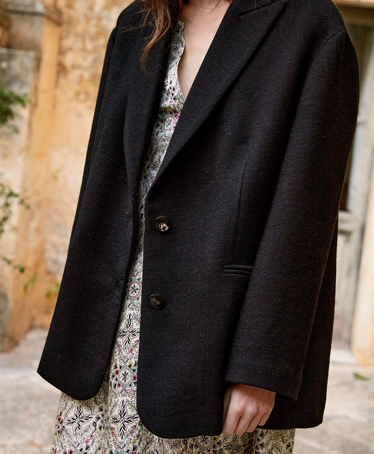 PHILIPPE JACKET IN DOUBLEFACE WOOL TWILL - BLACK - Momonì
