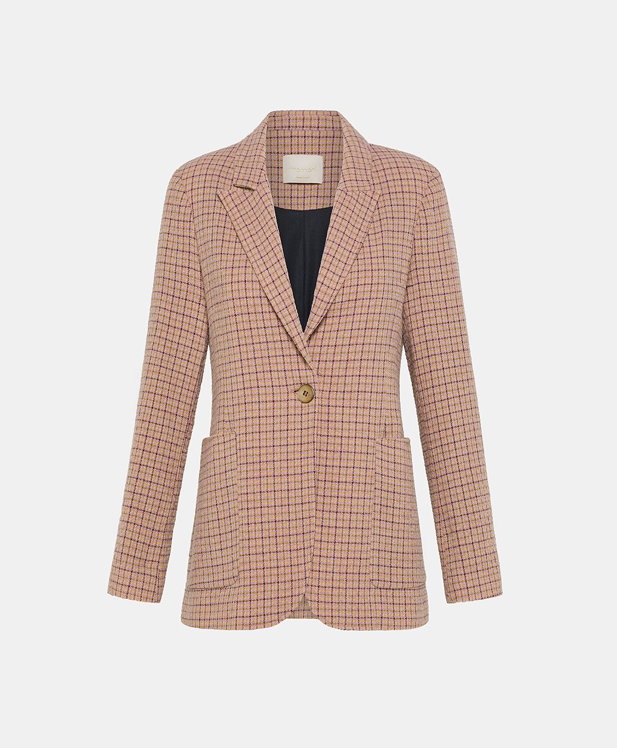 YVES JACKET IN HOUNDSTOOTH SEERSUCKER - APRICOT/LIME - Momonì