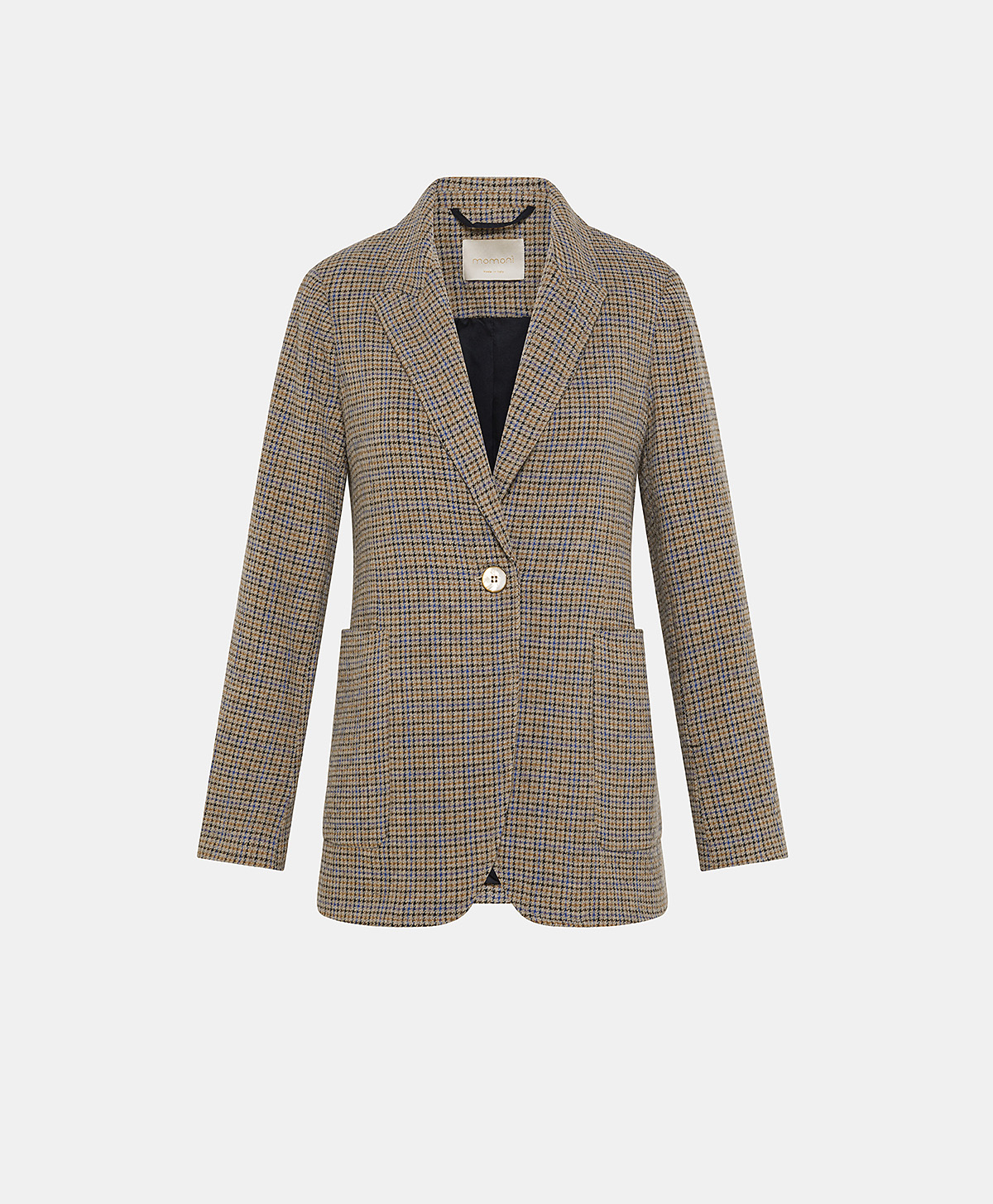 YVES JACKET IN HOUNDSTOOTH SEERSUCKER - TOBACCO/BLUETTE - Momonì