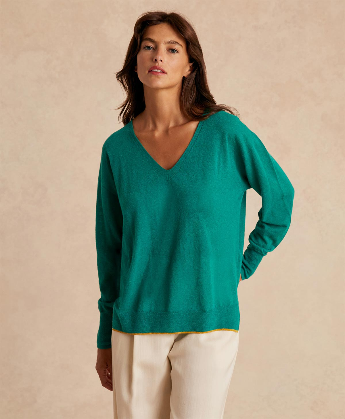 ERIC KNITWEAR IN LIGHT ALPACA - EMERALD GREEN - Momonì