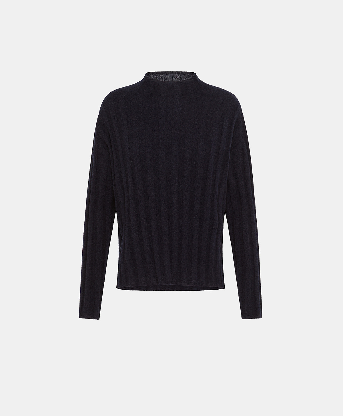 MAGLIA GAEL IN CASHMERE A COSTE PIATTE - BLU - Clothing - Momonì