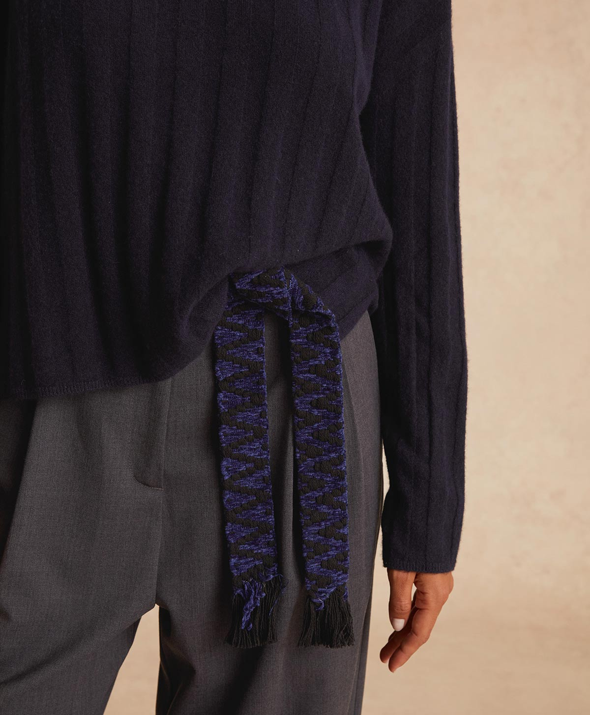 GAEL KNITWEAR IN FLAT RIB CASHMERE - BLUE - Momonì