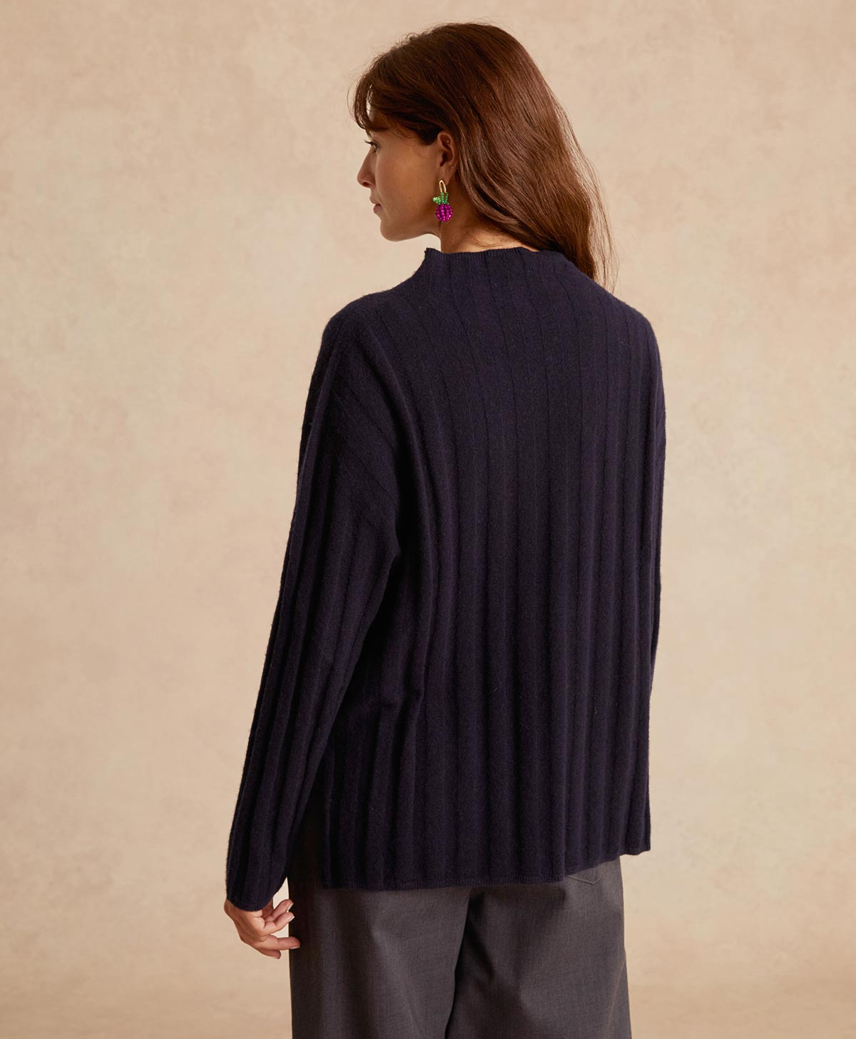 GAEL KNITWEAR IN FLAT RIB CASHMERE - BLUE - Momonì