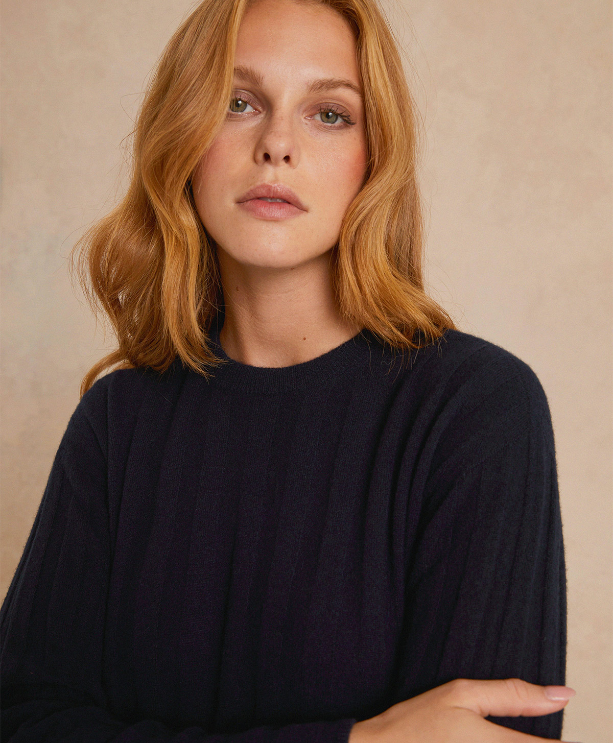 MAGLIA HORACE IN CASHMERE A COSTE PIATTE - BLU - Clothing - Momonì
