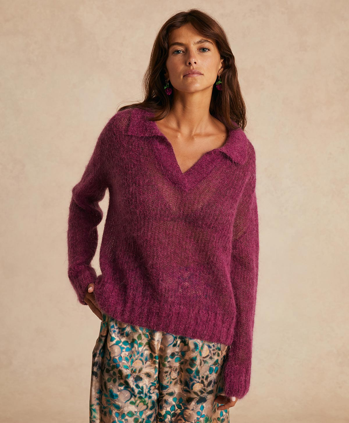 CONRAD KNITWEAR  HALF IN ALPACA - CYCLAMEN - Momonì