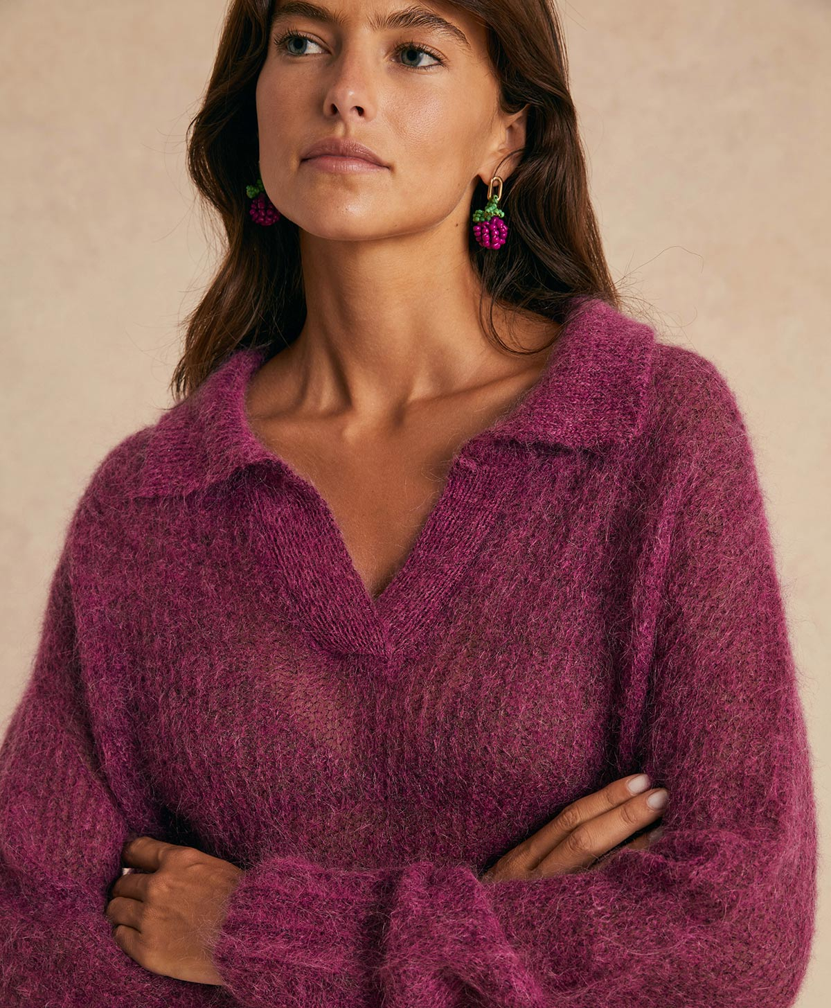 CONRAD KNITWEAR  HALF IN ALPACA - CYCLAMEN - Momonì