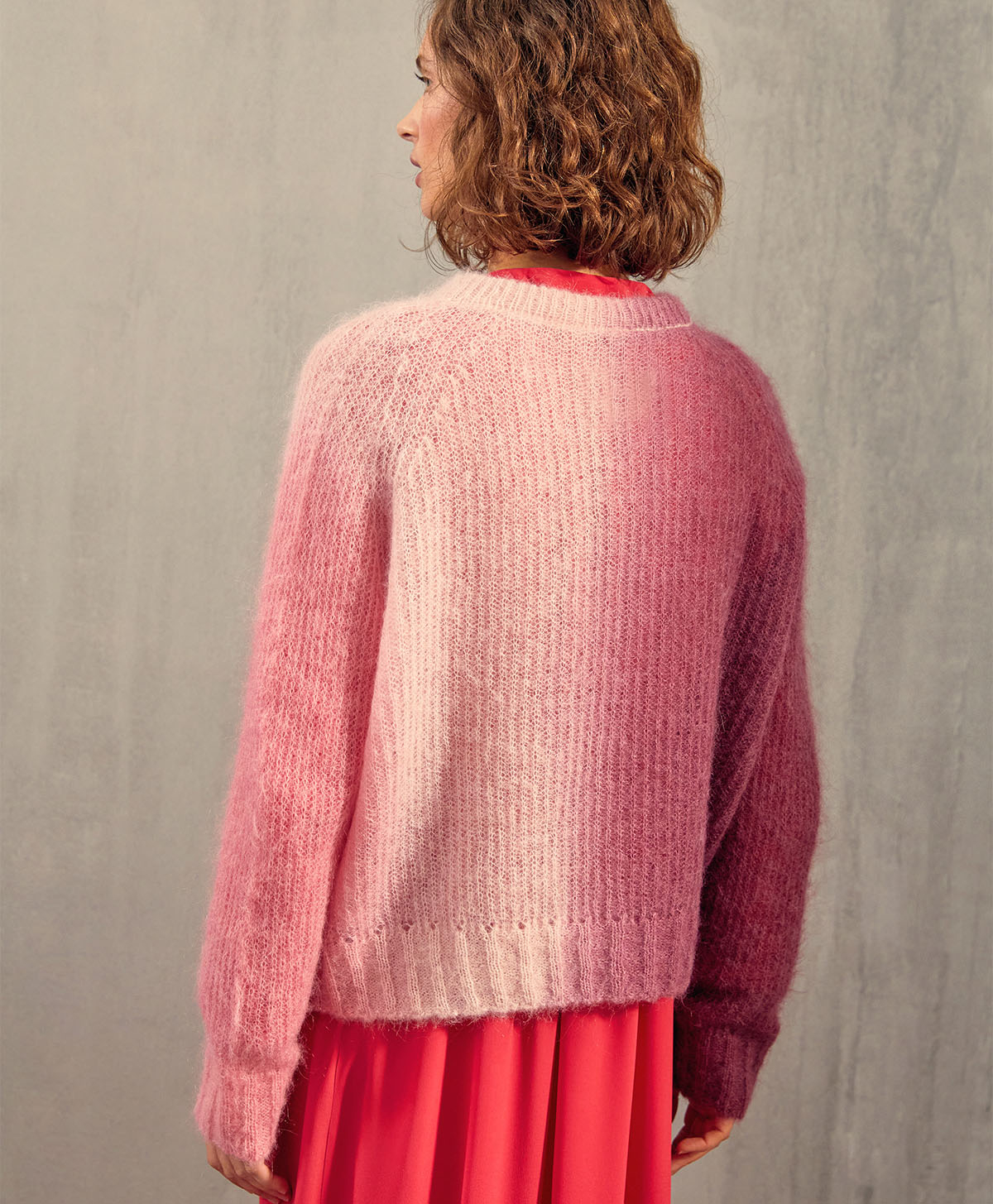 GILLES KNITWEAR IN TIE DYE - BORDEAUX/PINK - Momonì