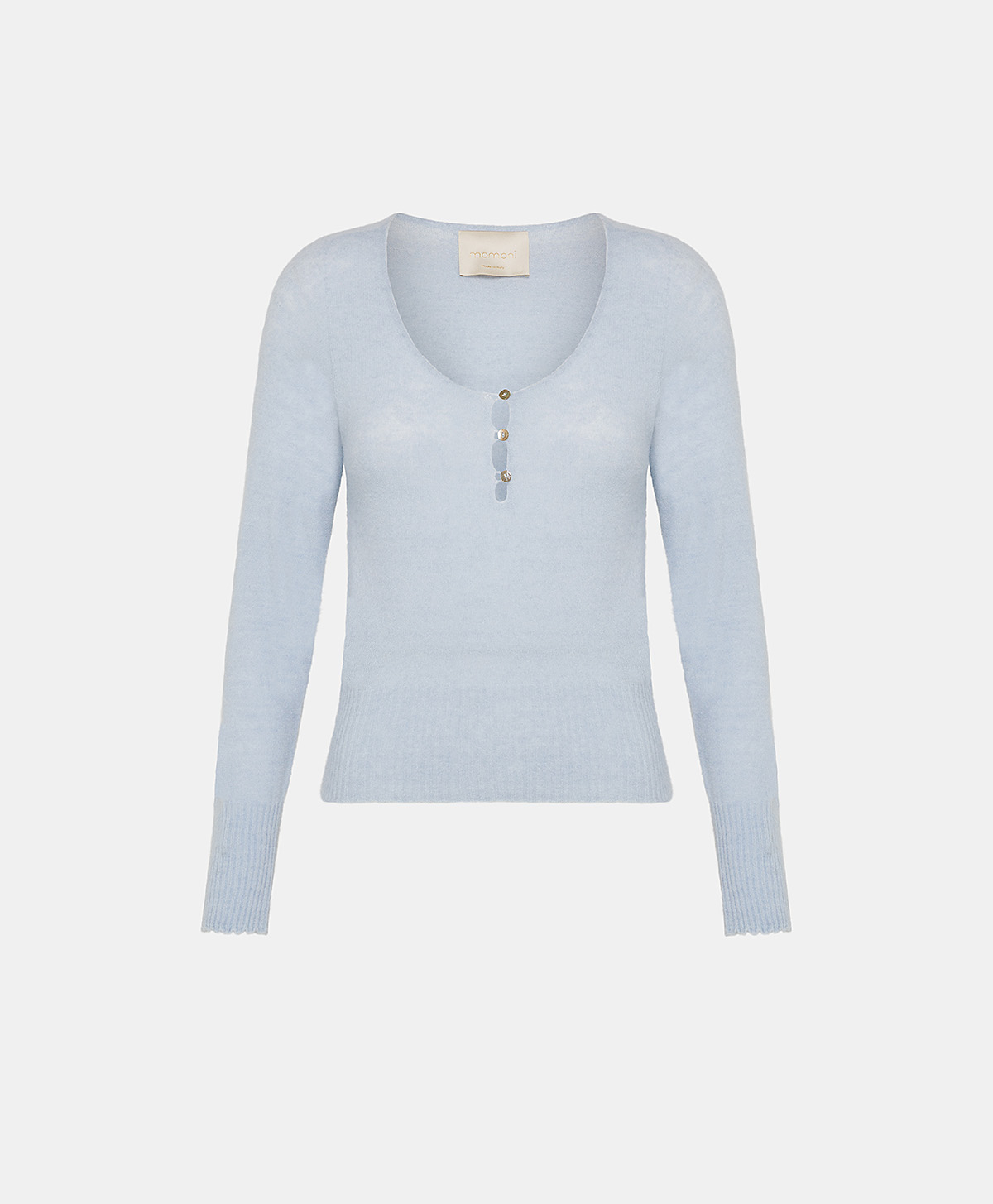 TRICOT ELOI EN MOHAIR DOUX STRETCH - BLEU CIEL - Momonì