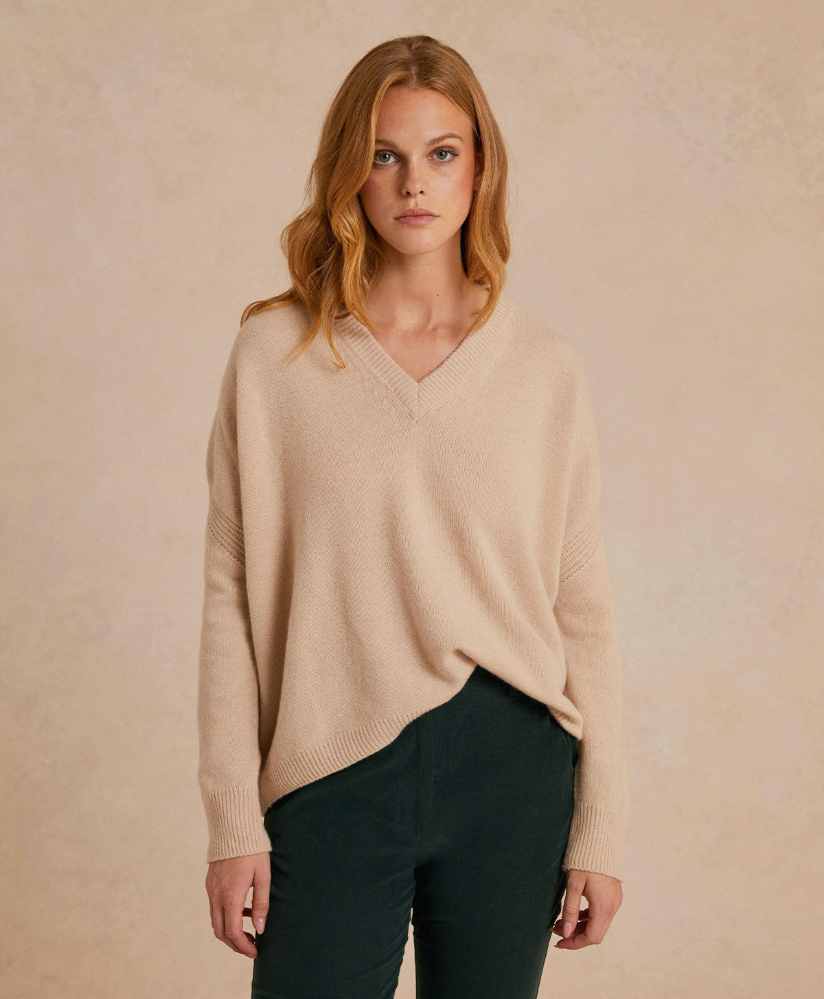 MAGLIA ARIEL IN MAGLIA RASATA LANA/IN CASHMERE - BEIGE - Momonì