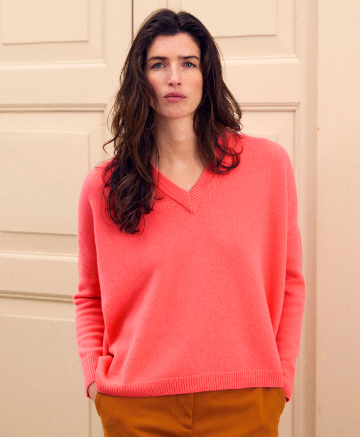 ARIEL KNITWEAR IN PLAIN WOOL/CASHMERE - FLUO PINK - Momonì