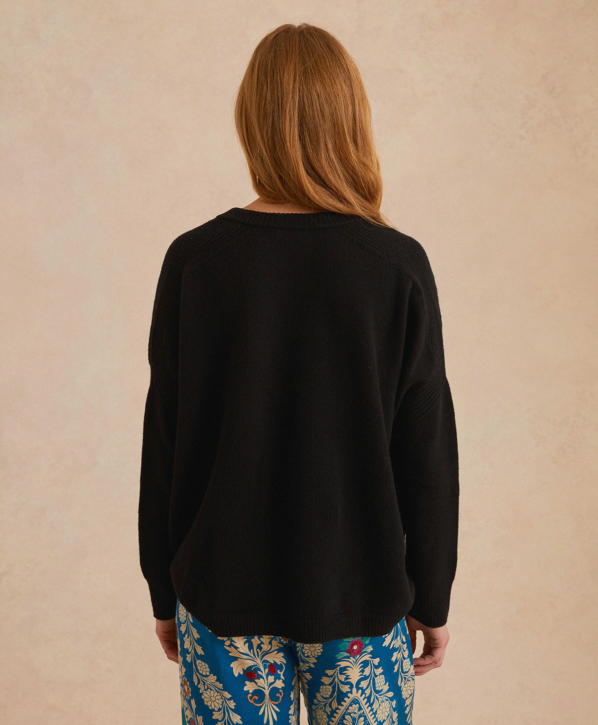 ARIEL KNITWEAR IN PLAIN WOOL/CASHMERE - BLACK - Momonì