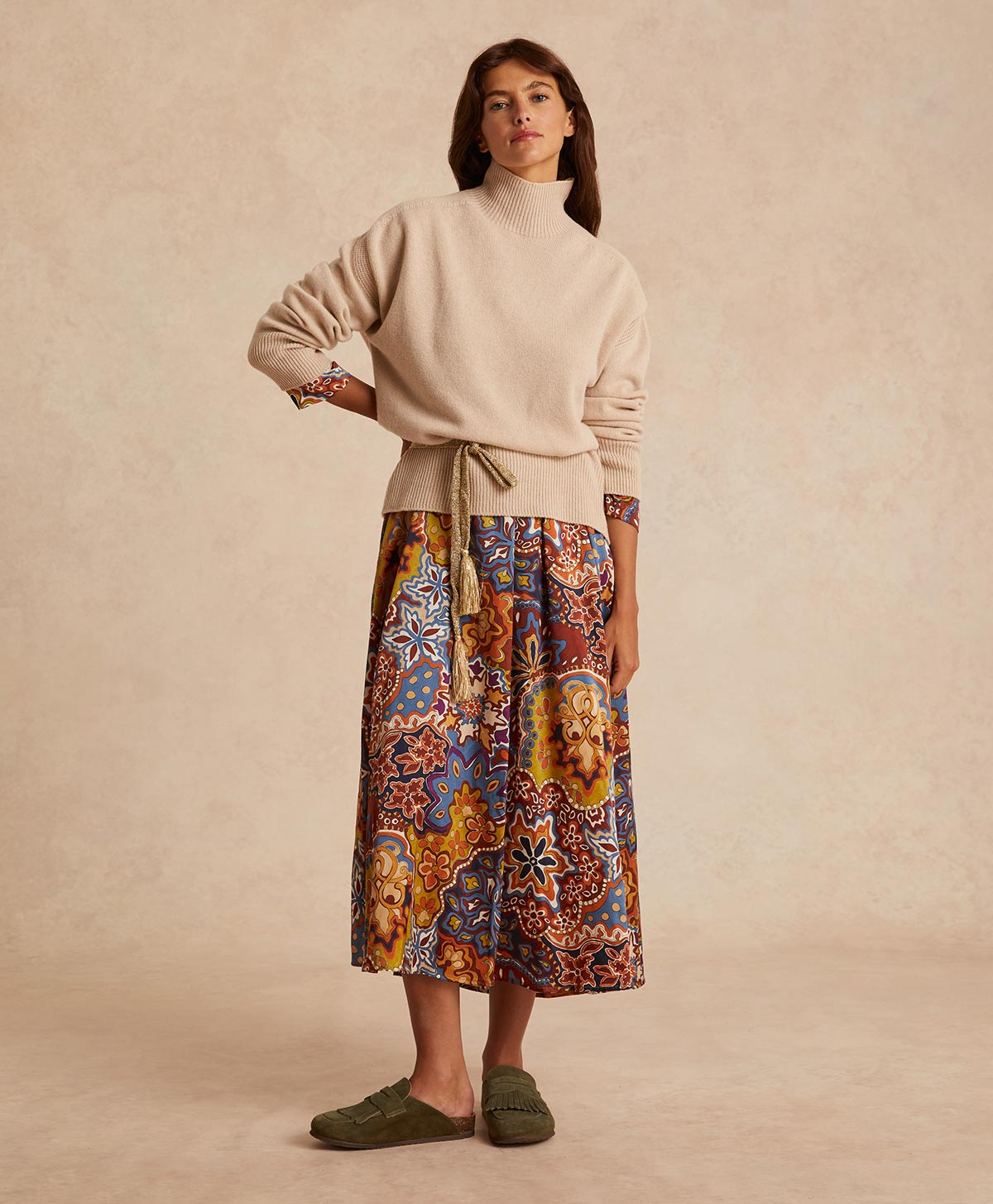 COSME KNITWEAR IN PLAIN WOOL/CASHMERE - BEIGE - Momonì