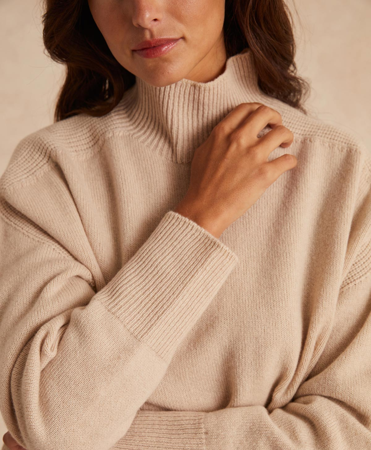 COSME KNITWEAR IN PLAIN WOOL/CASHMERE - BEIGE - Momonì