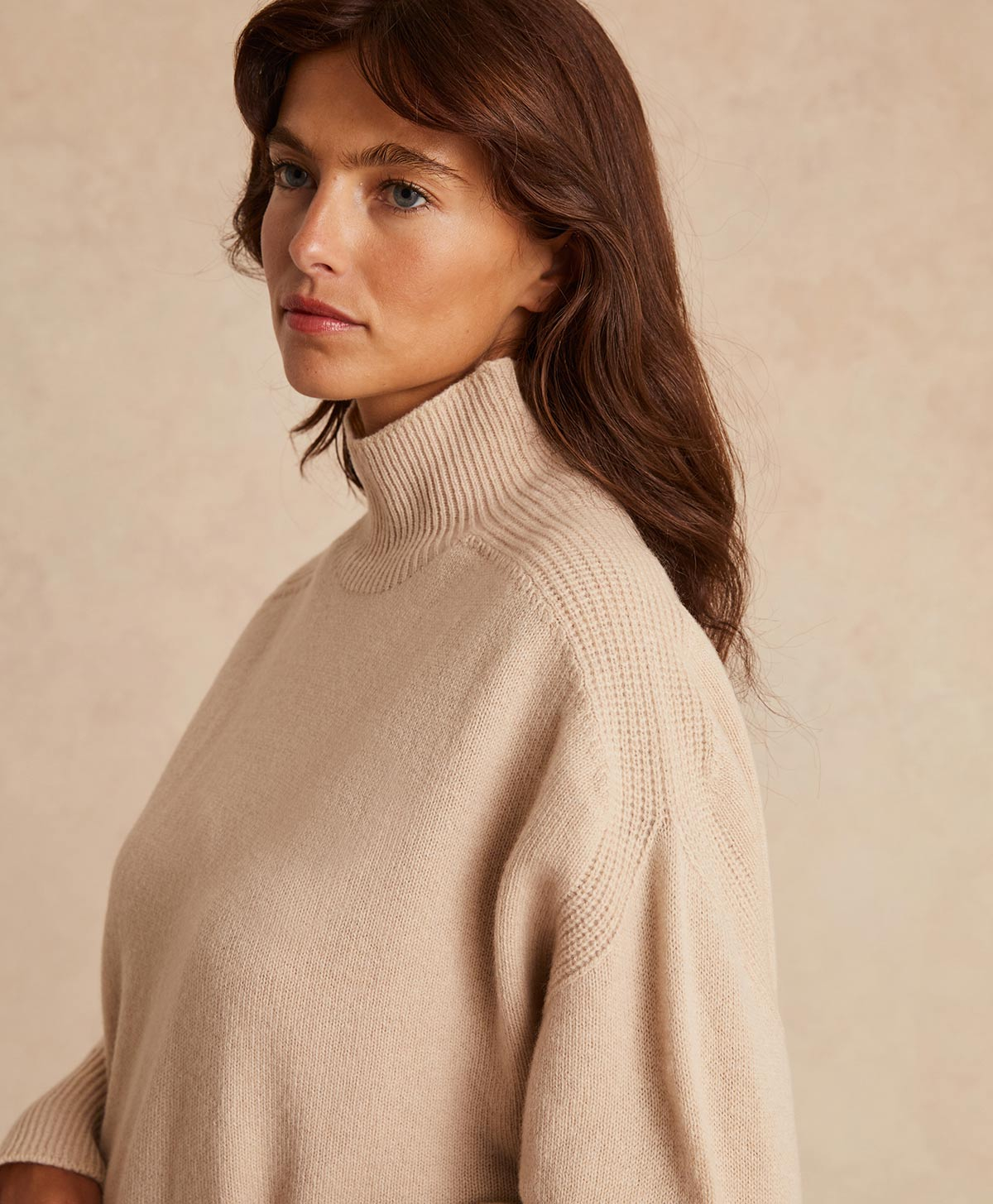 COSME KNITWEAR IN PLAIN WOOL/CASHMERE - BEIGE - Momonì